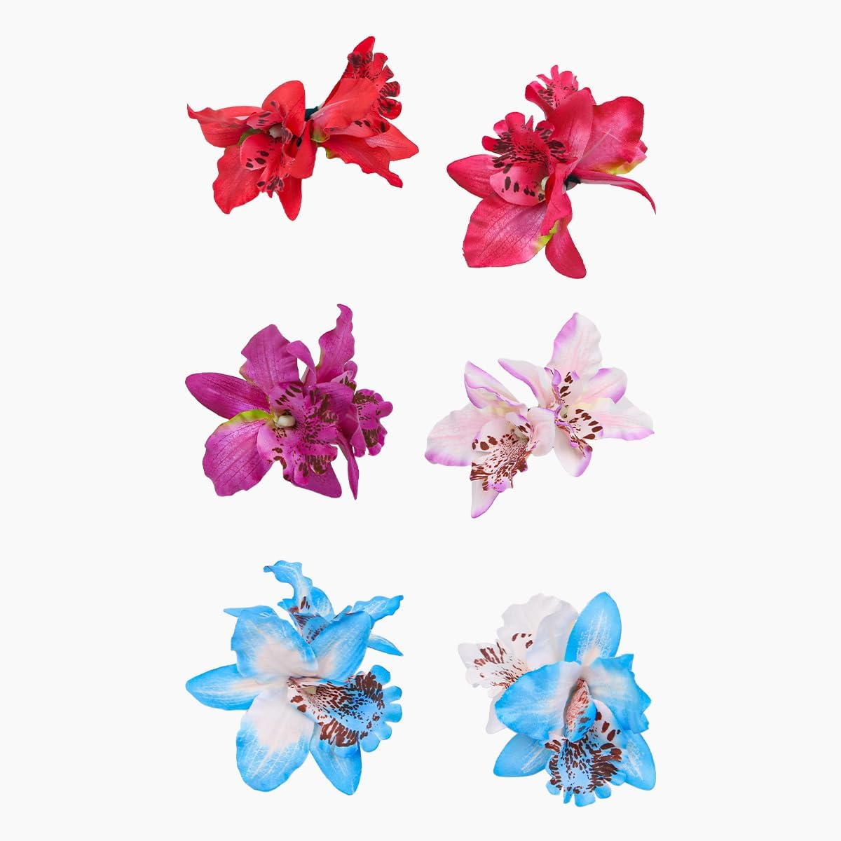 VOANZO 12 Pack Flower Hairpin Multicolor Double Orchid Flower Hair Clip Fancy Dress Accessory for Lady Women Girls Bridal Wedding Party Beach Hair Style Accessories image number 1