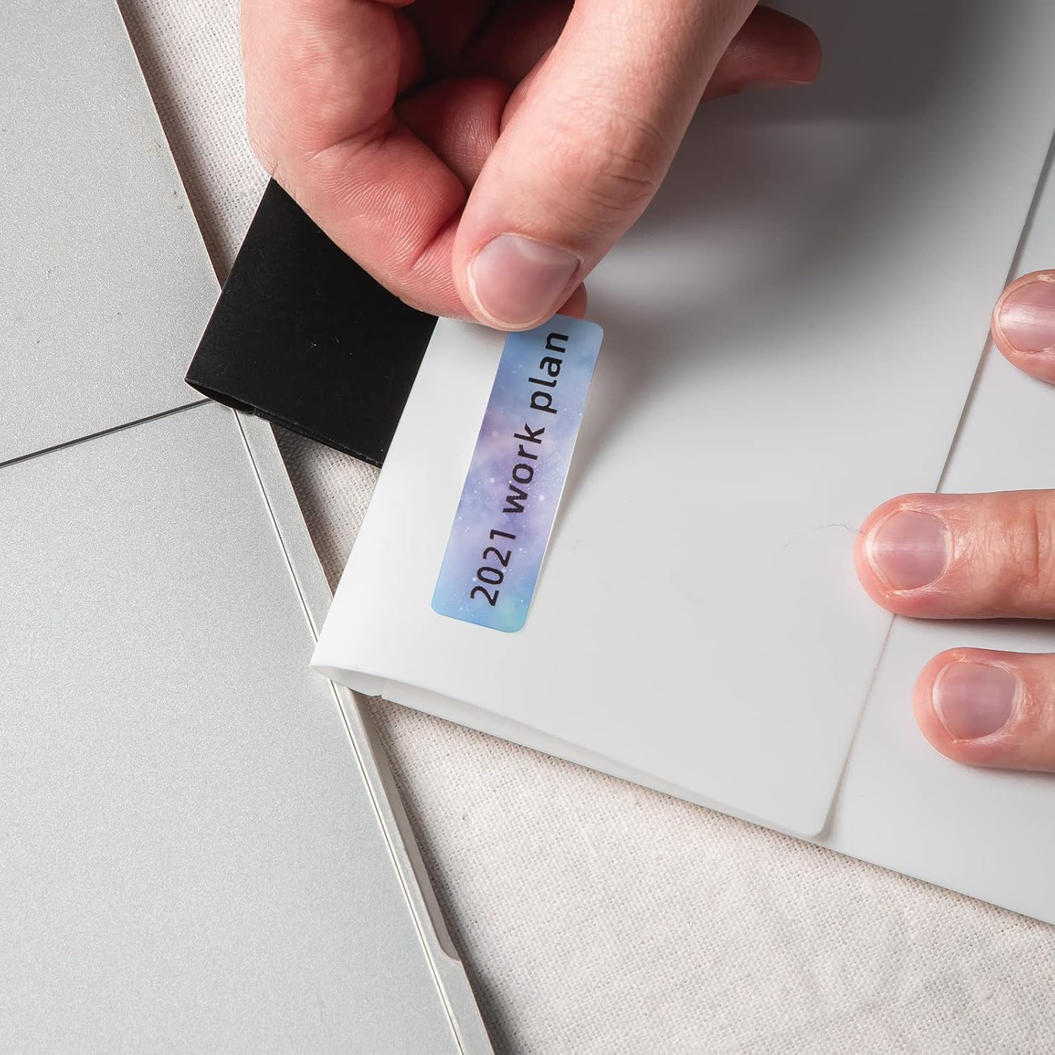 Phomemo D30 Labels - Nebula/Galaxy Series Adhesive Thermal Labels, 12Mm X 40Mm, 3 Rolls (160 Each),Phomemo D30 Maker Tape for Gift Wrapping, New Year and Various - Blue/Green image number 2