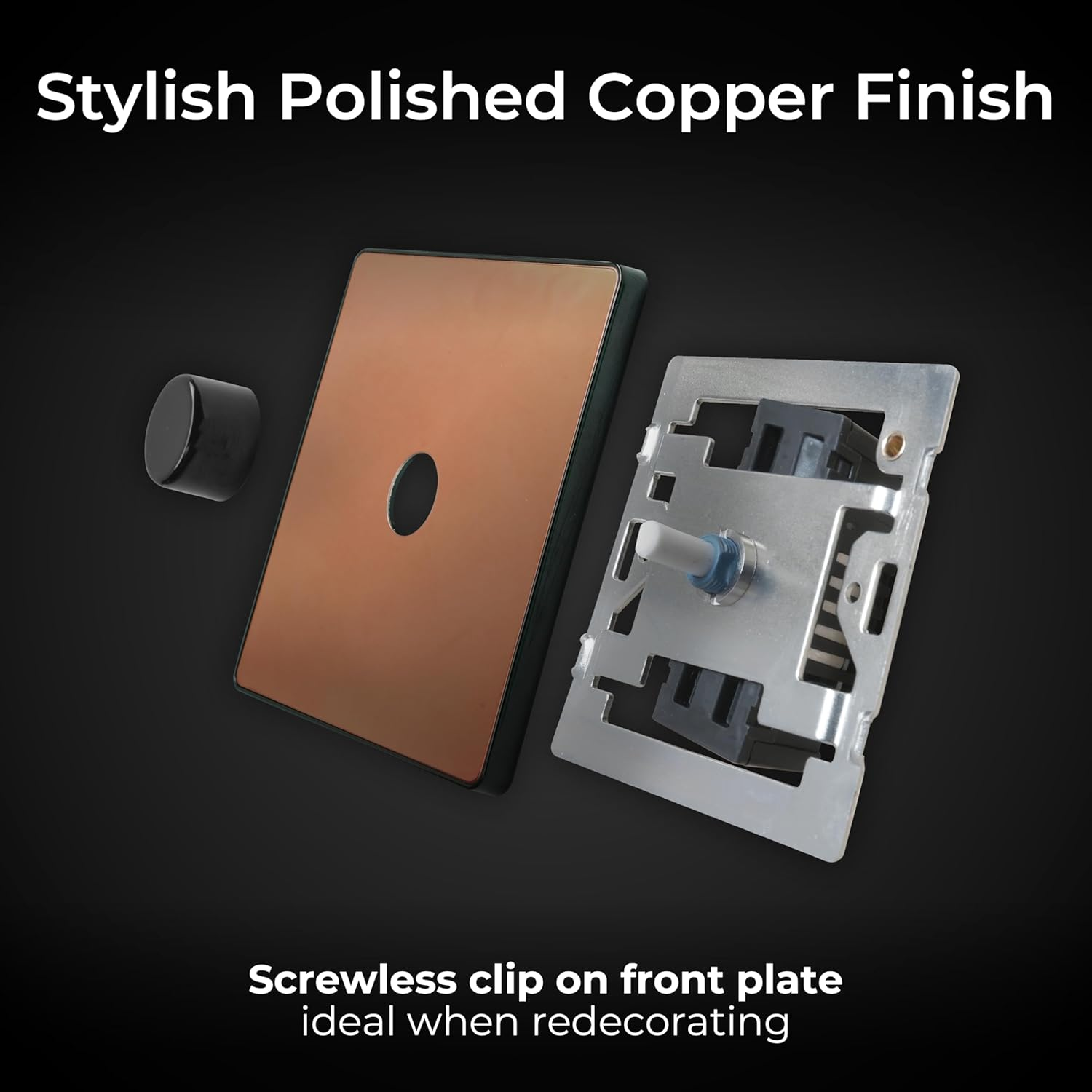 BG Electrical PCDCP81B Smart Single Wall Dimmer Switch, 2 Way, Screwless Faceplate, Evolve, Polished Copper, 200W