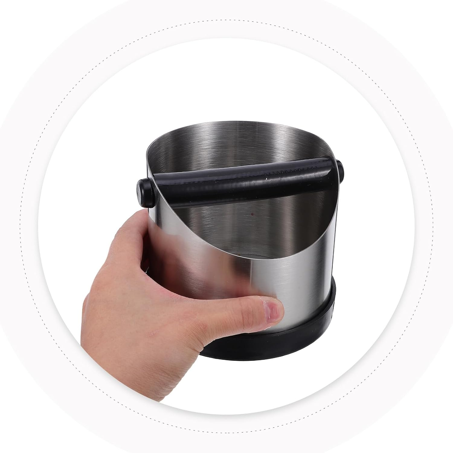 ZUNOXAZ Espresso Knock Bin Stainless Steel Coffee Grounds Container 580Ml Handle Coffee Knock Box for Home and Cafe Use