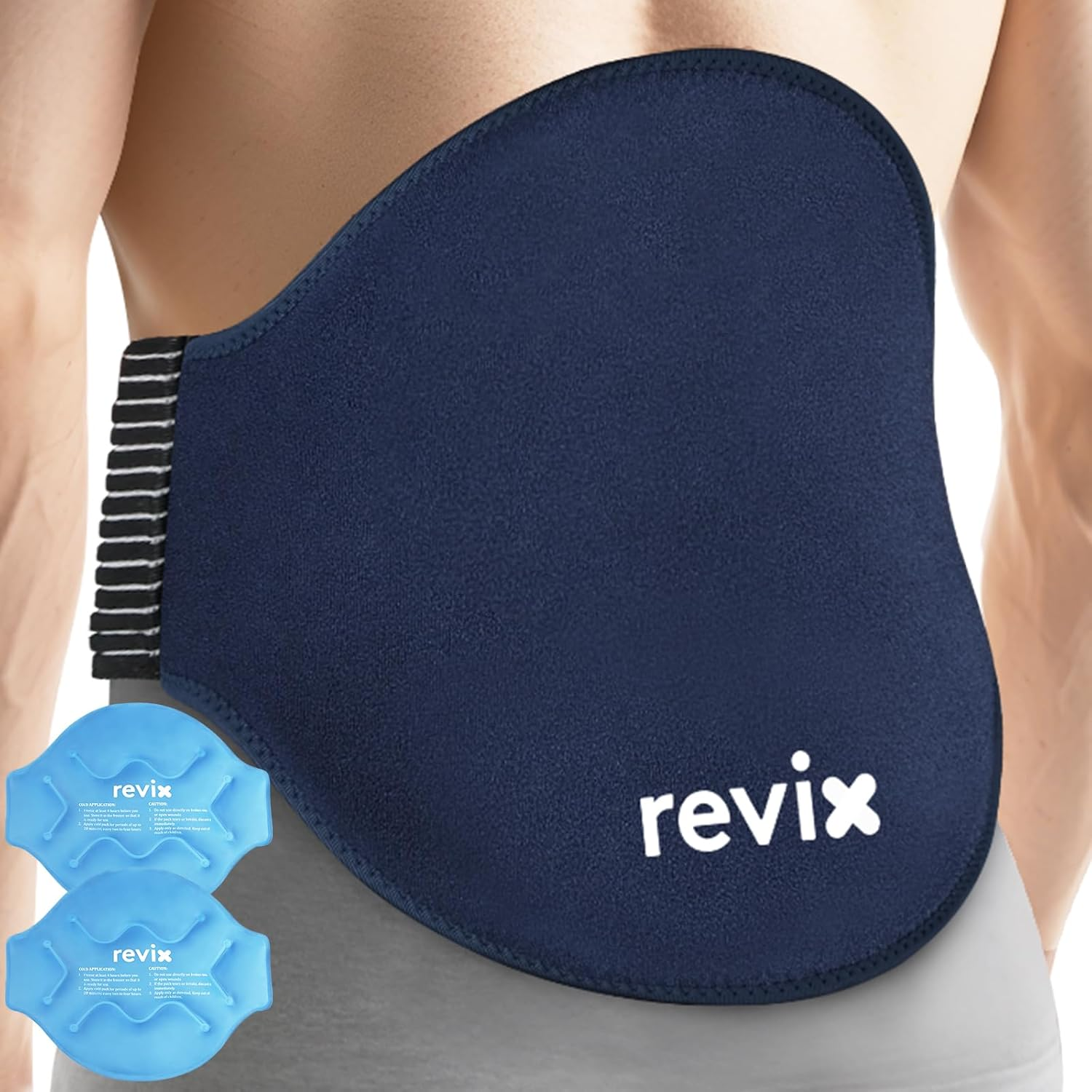 REVIX Extra Large Ice Pack for Back Relief, 2 Pack Reusable Gel Ice Pack Wraps for Lower Back, Cold Compress Therapy for Waist, Lumbar, Abdomen, Tailbone Discomfort Relief, Muscle Relaxation image number 1