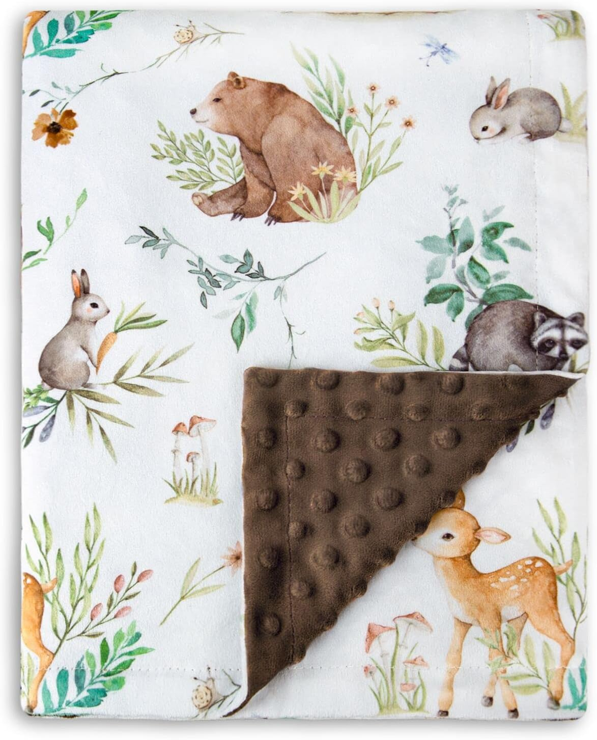HOMRITAR Baby Blanket for Boys Girls Soft Plush Minky Blanket with Double Layer Dotted Backing for Toddler with Forest Foxes Multicolor Printed 30 X 40 Inch(75X100Cm)