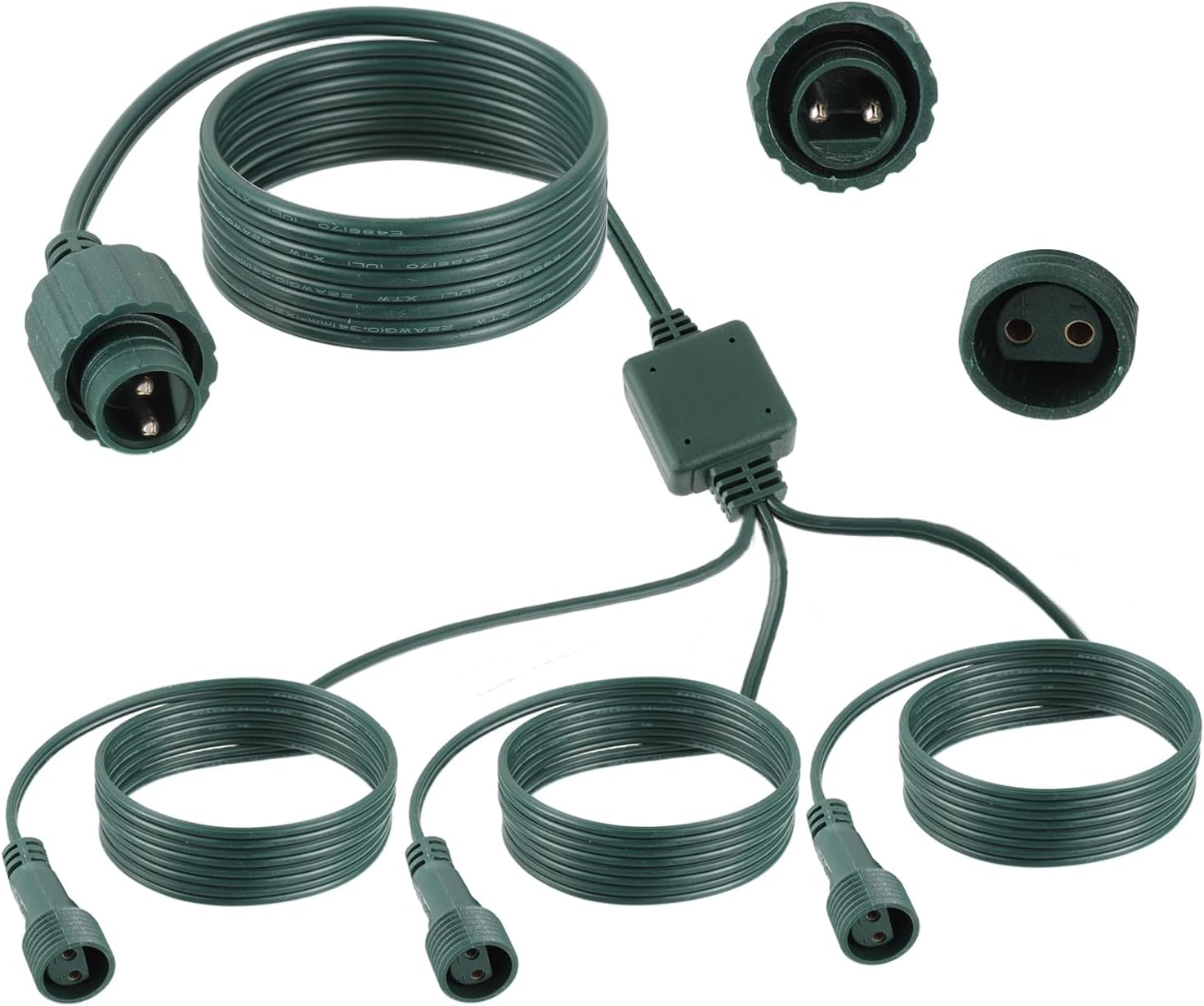 HUAREW Fairy Lights Extension Splitter 72 Inches, 2-Pin Fairy Lights Extension Cable IP44 Waterproof, for Indoor and Outdoor Lights, Fairy Lights, Icicle Lights (1 to 4)