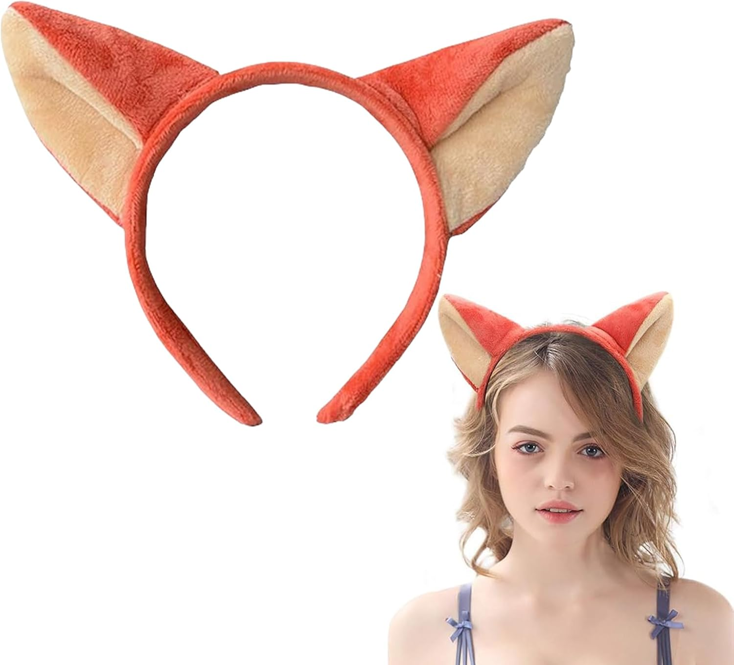 Fox Ears, Fox Ears Headband, Cartoon Fox Plush Animal Ears Cartoon Club Christmas Party Cosplay, for Christmas Decorations Fancy Dress up Fox Cosplay Costume image number 5