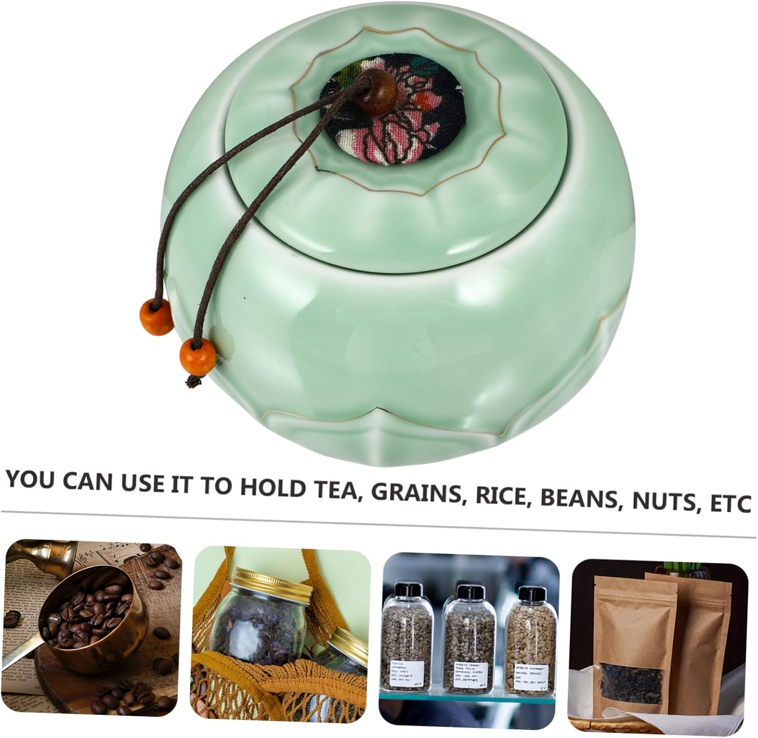 LABRIMP Lotus-Painted Gold Tea Can Creative Tea Storage Pot Sealed Jar for Home Office Use for Canister and Food Storage Needs image number 3