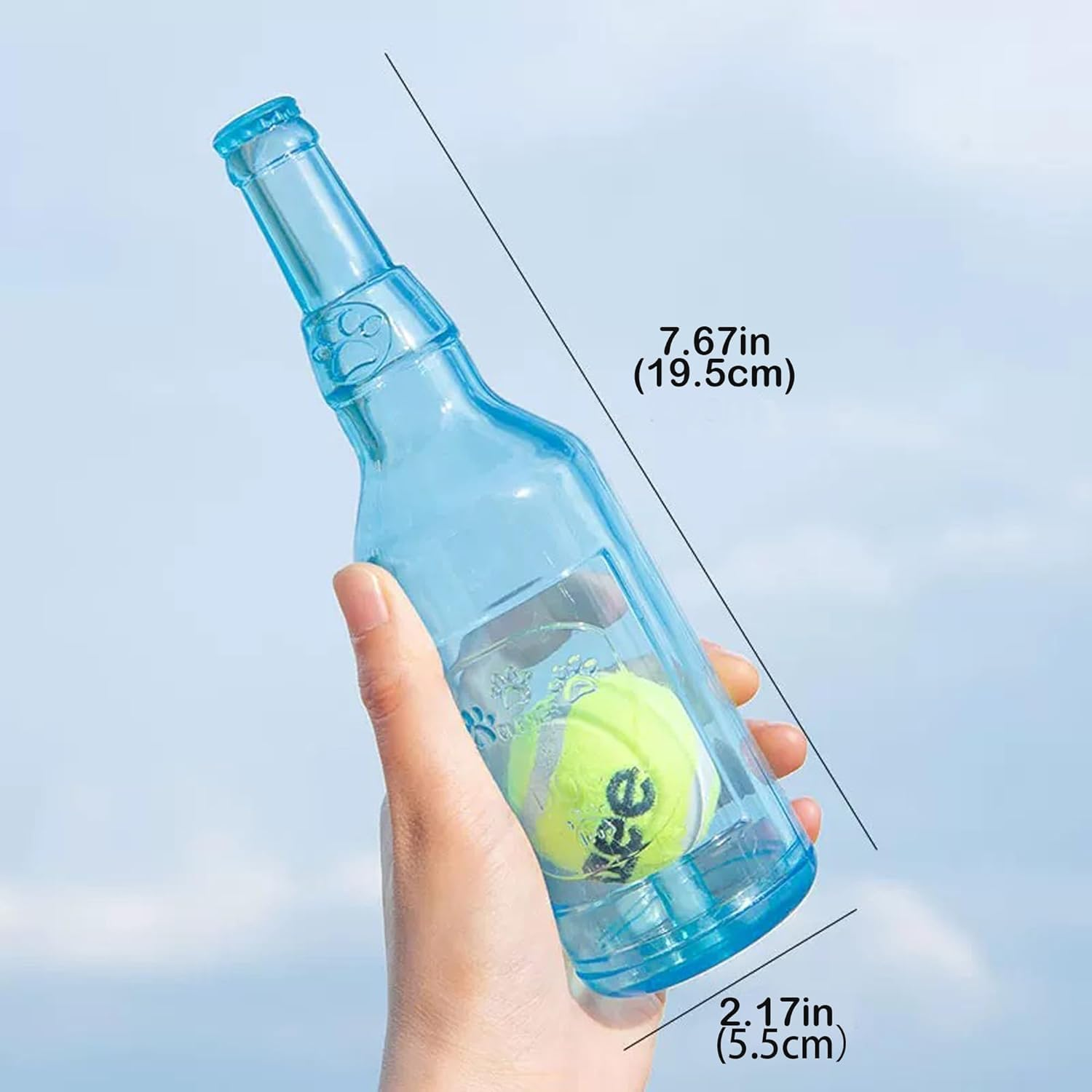 Cozioz Rubber Water Bottle Dog Toy Cruncher with Built-In Tennis Ball and Treat Dispensing Feature, Squeaky Interactive Dog Chew Toy for Aggressive Chewers - Ideal for Large and Small Dogs (Blue) image number 5