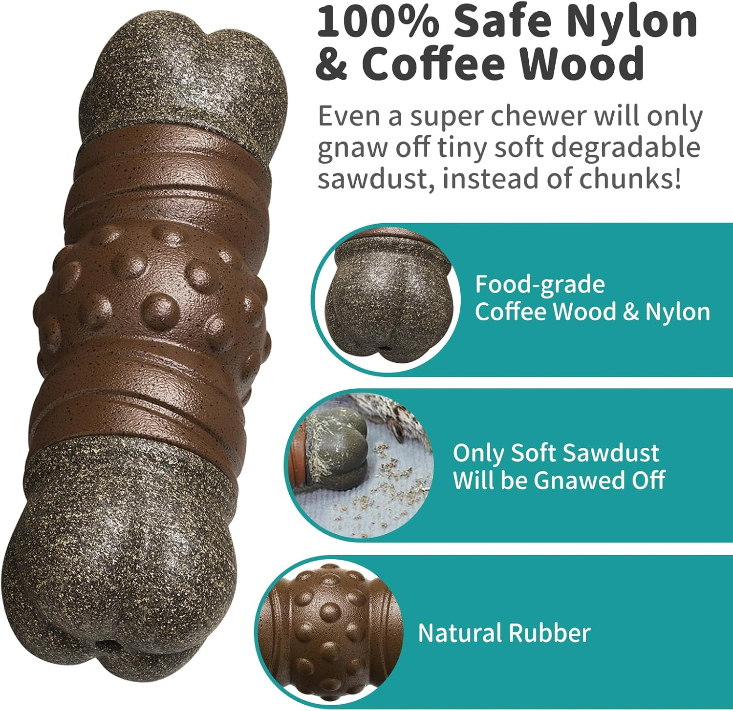 Joybruko Dog Toys for Aggressive Chewers, Indestructible Squeaky Chew Toy to Keep Them Busy, Tough Nylon & Rubber Pitbull Bones for Training and Teeth Cleaning, Reduce Boredom for Medium Large Breed image number 5