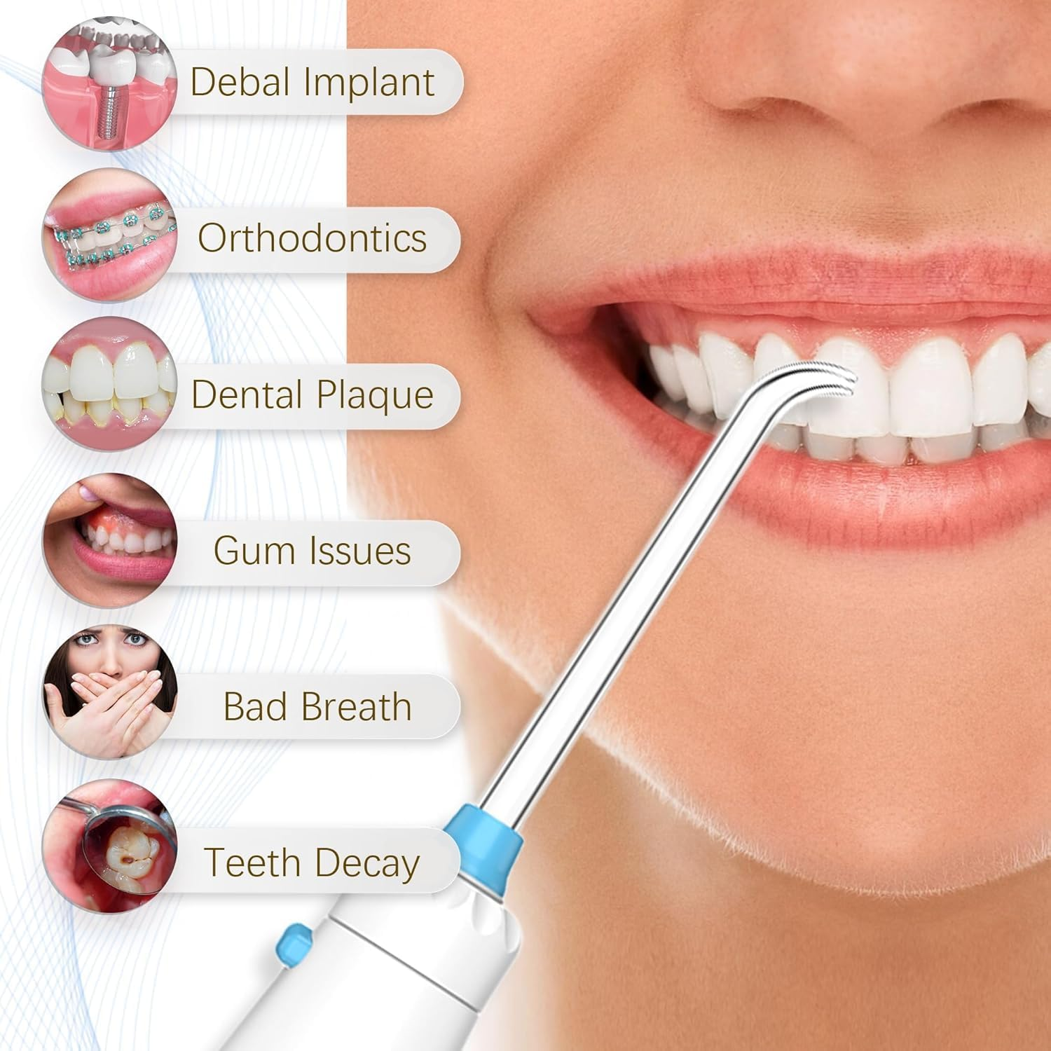 Nicefeel Water Dental Flosser for Teeth/Braces,10 Pressure Levels, 7 Water Jet Tips for Family, 600ML Electric Water Dental Oral Irrigator for Teeth-Clean image number 3