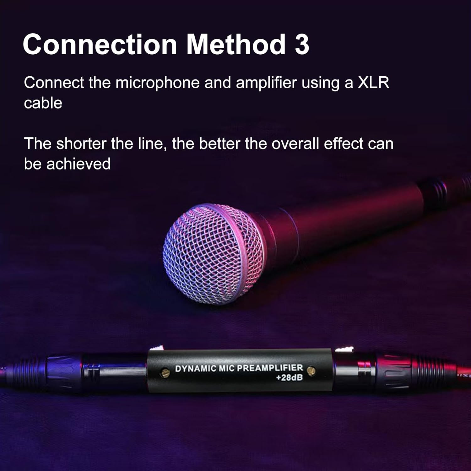 In-Line Microphone Preamp, DM1 Dynamic Active Inlne Microphone Preamplifier, 28DB High Gain Mic Booster, Portable Lossless Mic Preamp for Studio, Streaming, Stage Performance image number 3