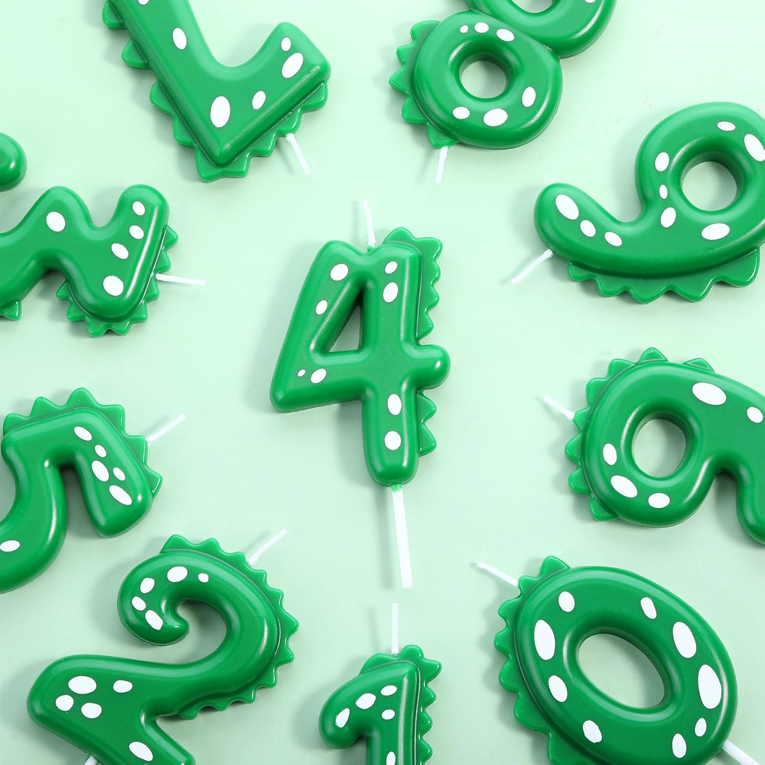 11 Pcs Green Number 4 Dinosaur Birthday Candles Set for Boy Birthday Cake Supplies Decoration Dinosaur Party Dino Theme Birthday Number Candle Cake Topper Decorations image number 4