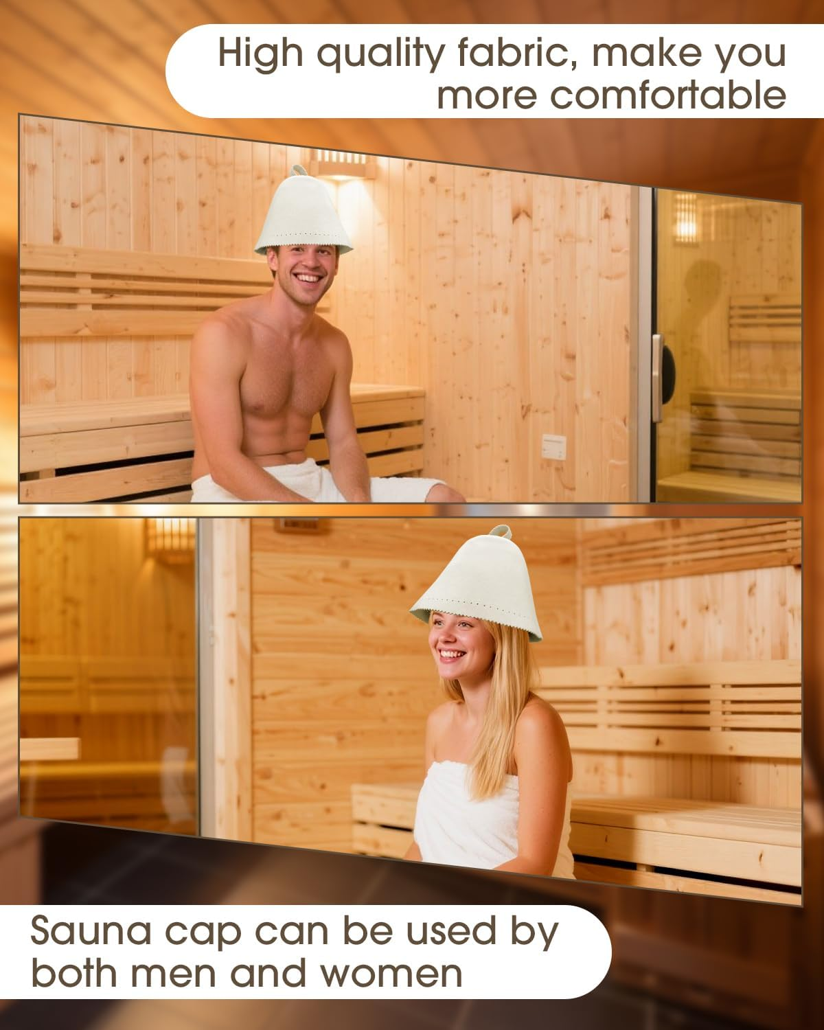 MYMULIKE Wool Sauna Hat, Heat Insulating Sauna Cap for Men and Women, Sauna Accessories for Spa, Steam Room, Banya, Bathhouse, One Size Fits All image number 6