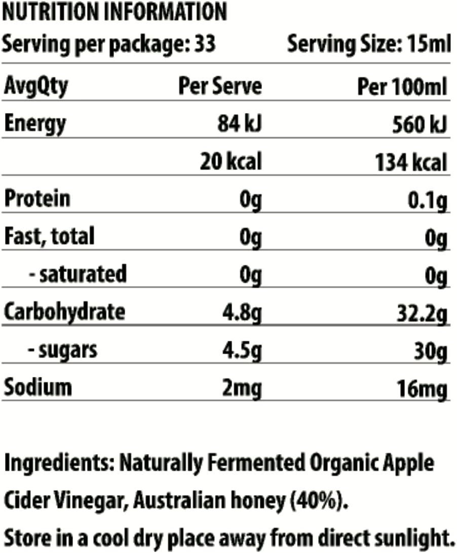 Vora Raw Organic - Unfiltered Honey Apple Cider Vinegar with Mother, 500Ml image number 5