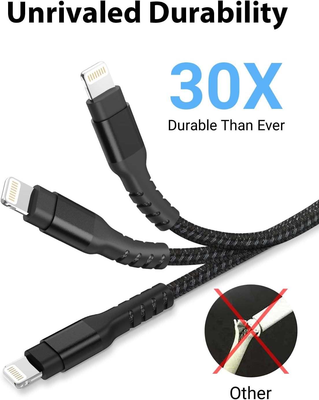 Azhizco 3Pack 0.3 M Iphone Charger Cable, Apple Mfi Certified USB to Lightning Cable Short Lightning Cable Fast Charger for Power Bank Iphone 14 13 12 11 Pro Max XR XS Max X 10 8 7 6 Ipad - Black 0.3M image number 2