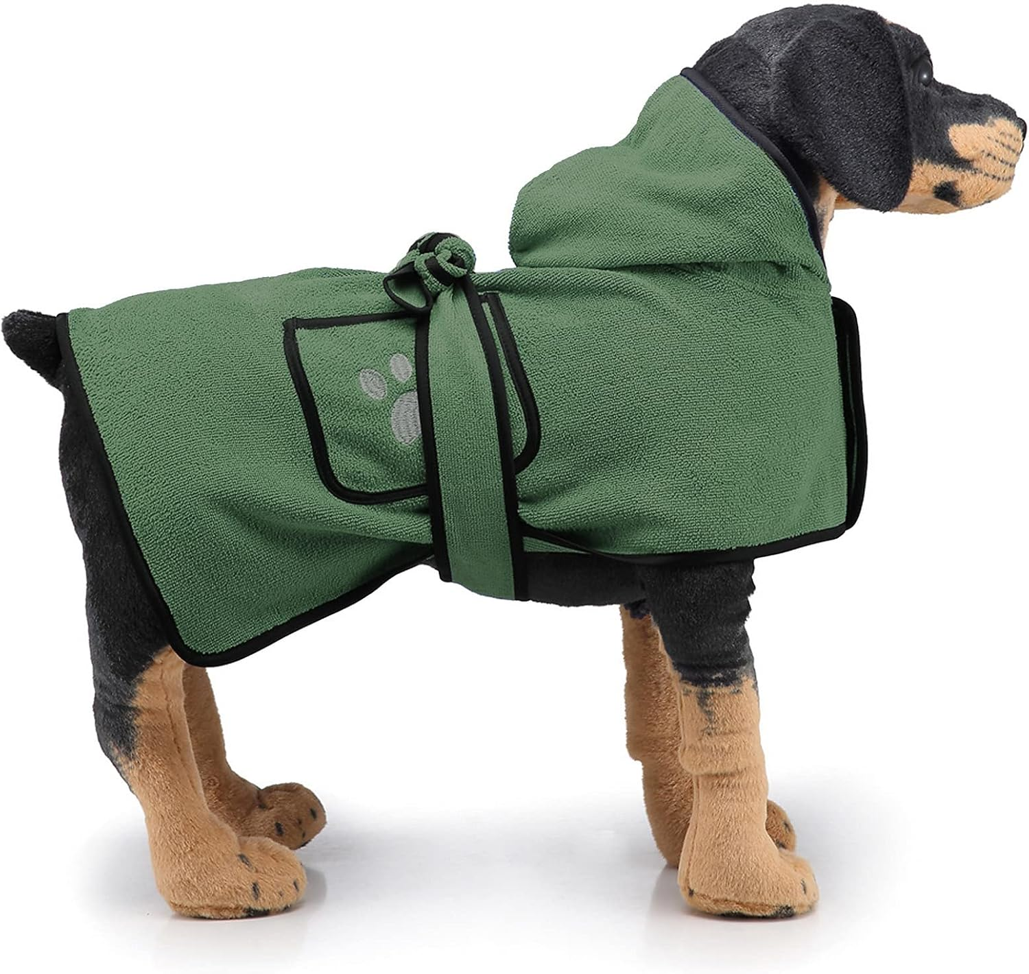 Zunea Dog Bathrobe Towel for Drying Dogs Absorbent Bath Robe Poncho with Hood Pet Hoodie Bath Towel with Adjustable Strap and Pockets for Small Medium Large Dogs Cats for Bathing Grooming Green XL image number 2