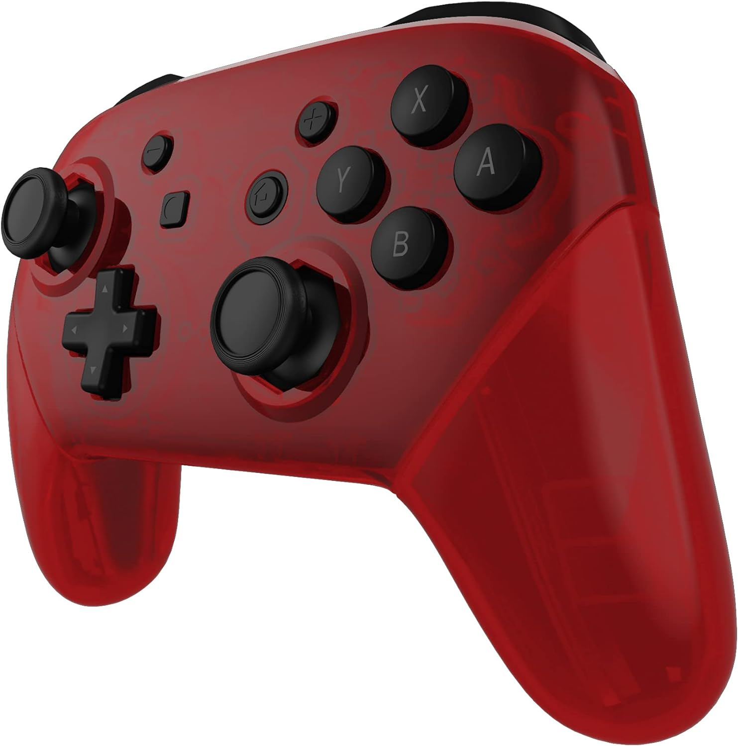 Extremerate Clear Red Octagonal Gated Sticks Faceplate Backplate Handles, DIY Replacement Grip Housing Shell Cover for Nintendo Switch Pro Controller - Controller NOT Included