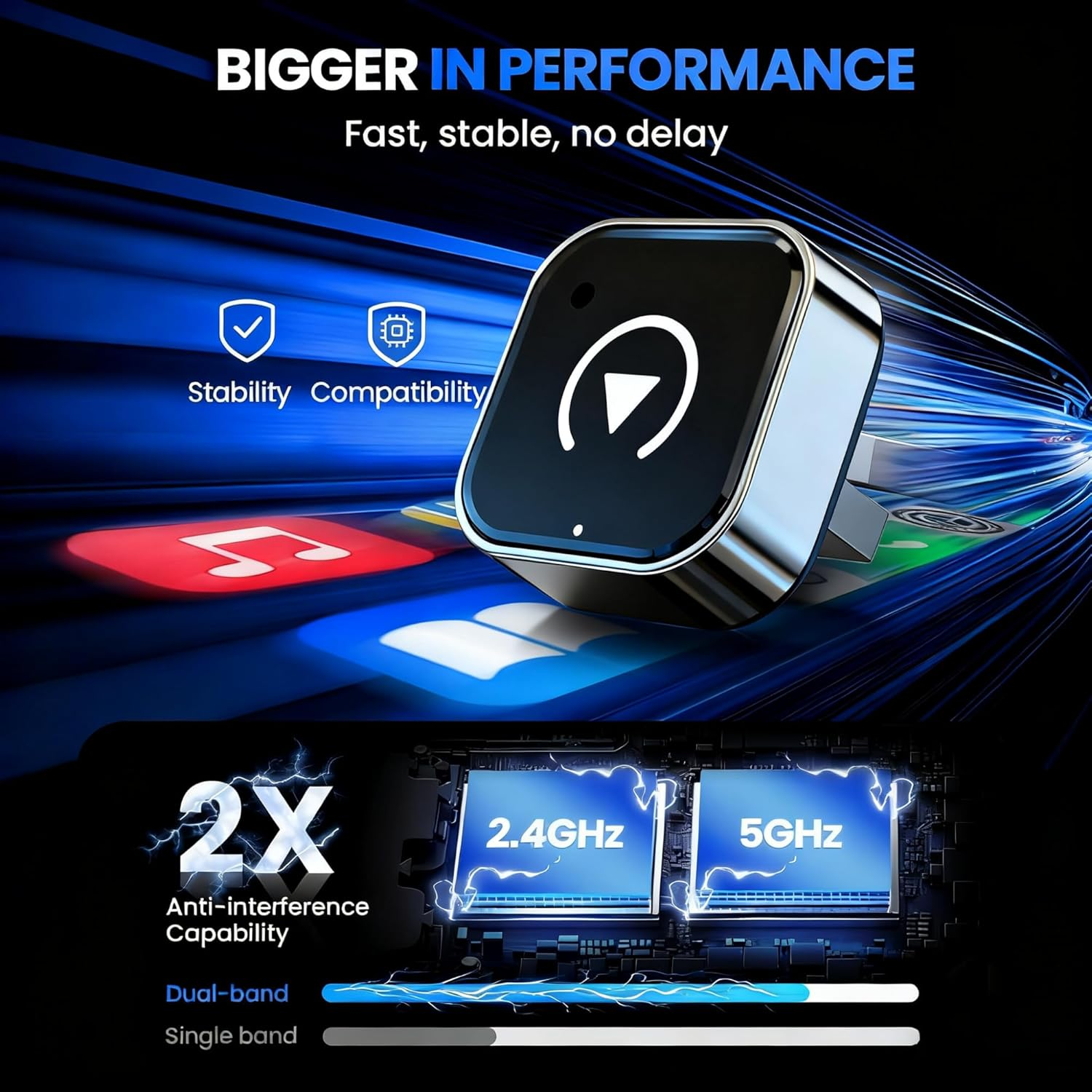 Wireless Carplay Adapter 2025 Upgrade Wired to Wireless, Mini USB Design for Cars with Built-In Wired Apple Carplay Plug and Play Stable Connection Car Play for Iphone 6+, Android 11+ (2017+ Cars)-Ash image number 5