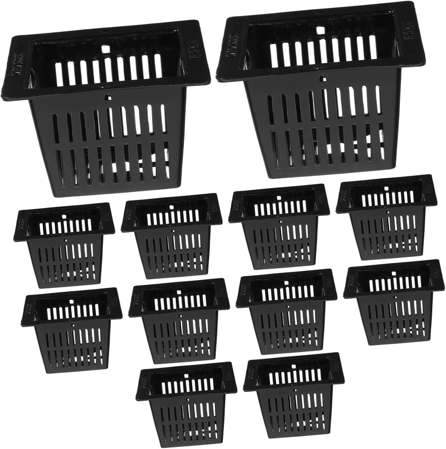 CANIGHT 12Pcs Heavy Duty Square Nursery Pots for Hydroponics and Traditional Gardening Slotted Mesh Design for Optimal Aeration and Drainage for Vegetables and Flowers
