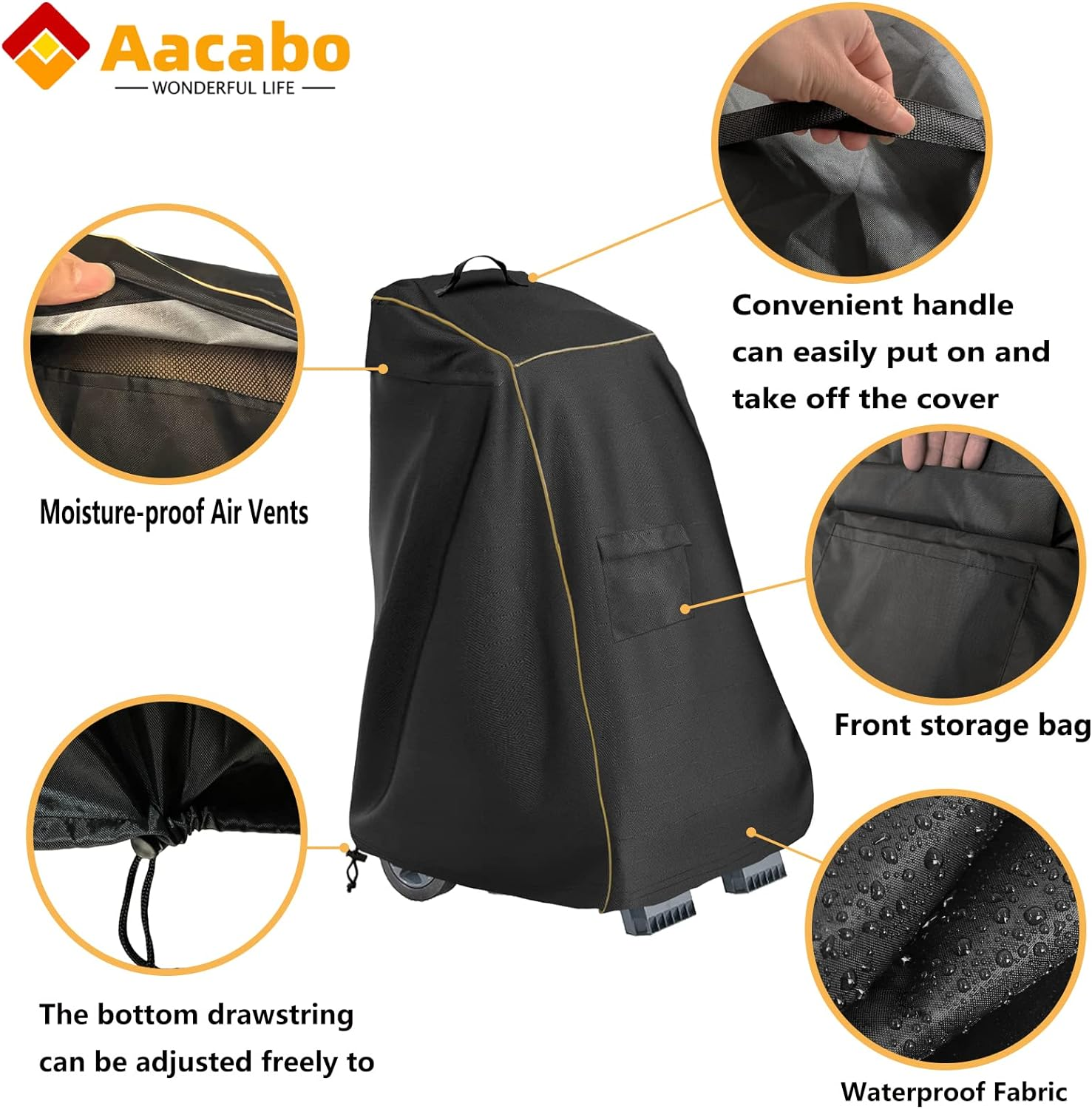 Caddy Cover,Robotic Pool Cleaner Cover, Outdoor Waterproof Caddy Cover,Fits Most Brands Robotic Pool Cleaner-Black - Black Pattern image number 2