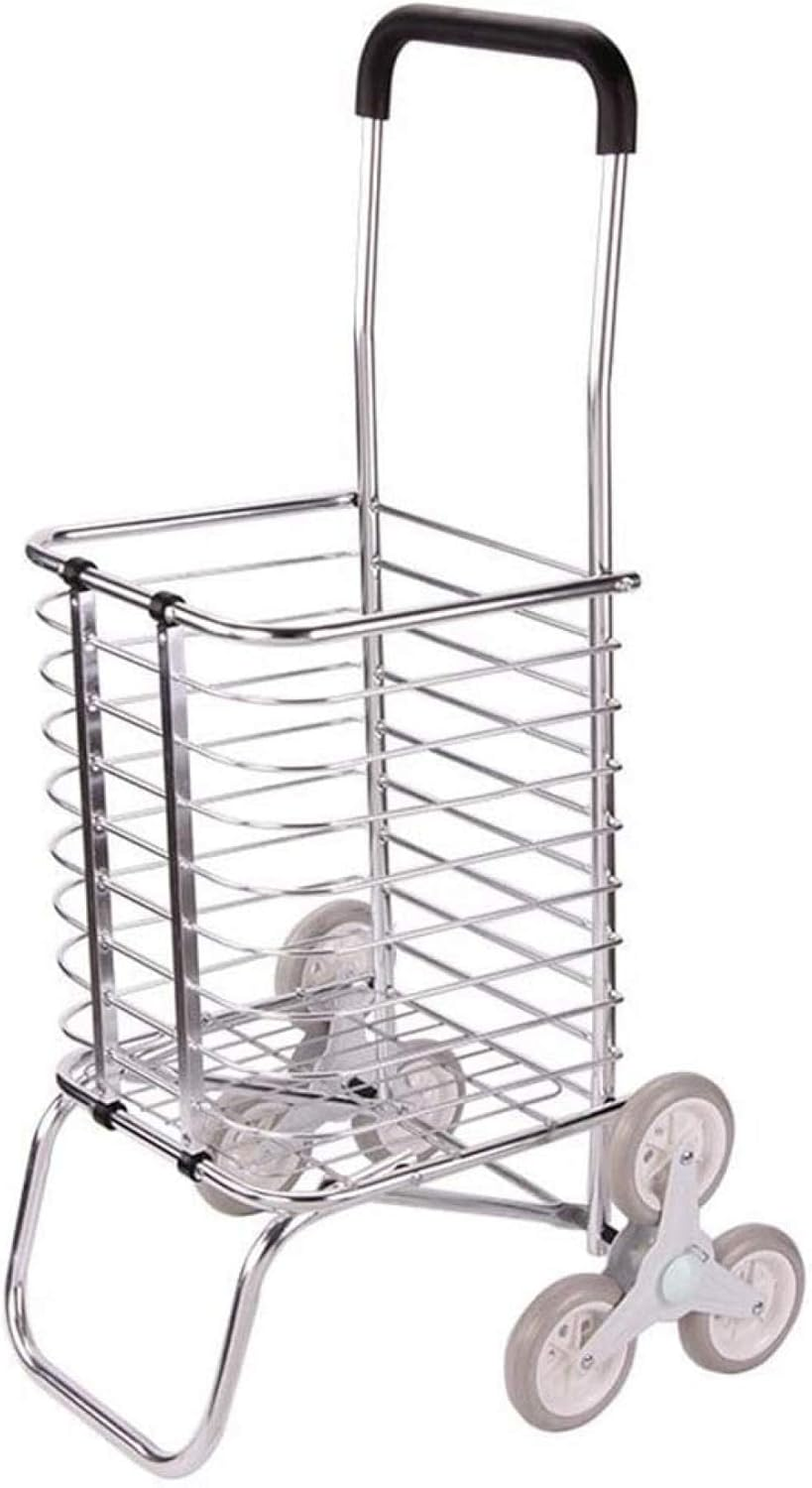 Trolley with Wheels Trolley Trolley Aluminum Trolley for Supermarket Foldable for Luggage Trolley in Silver Microfiber