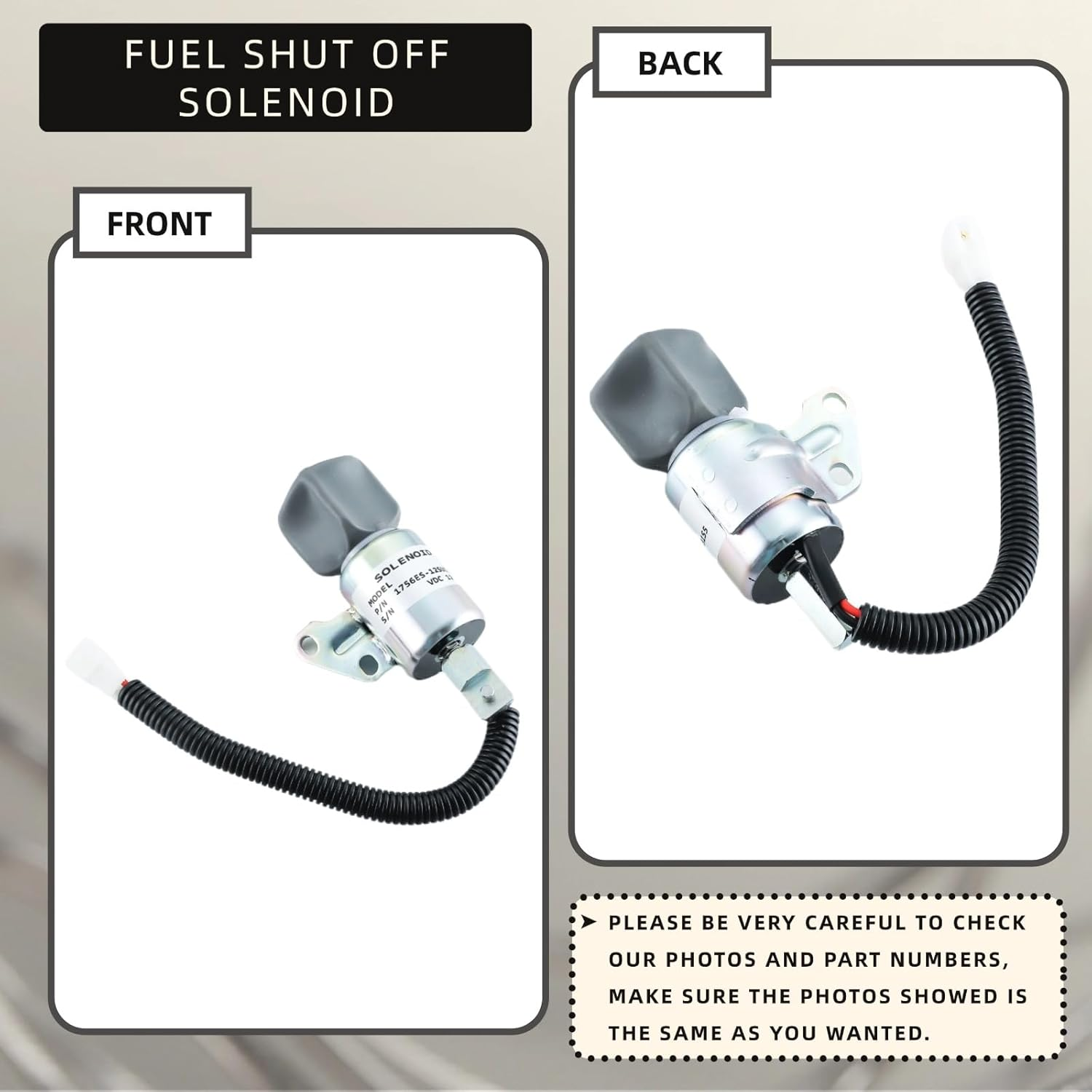 1756ES-12SUC5B1S5 Fuel Shut off Solenoid SA-5176-12 SA-4899-12 16851-57723 Replacement for Kubota Engine D722 D902 Z482 Chevy Gmc Pickup 4.3L Engine Stop Solenoid 12VDC image number 2