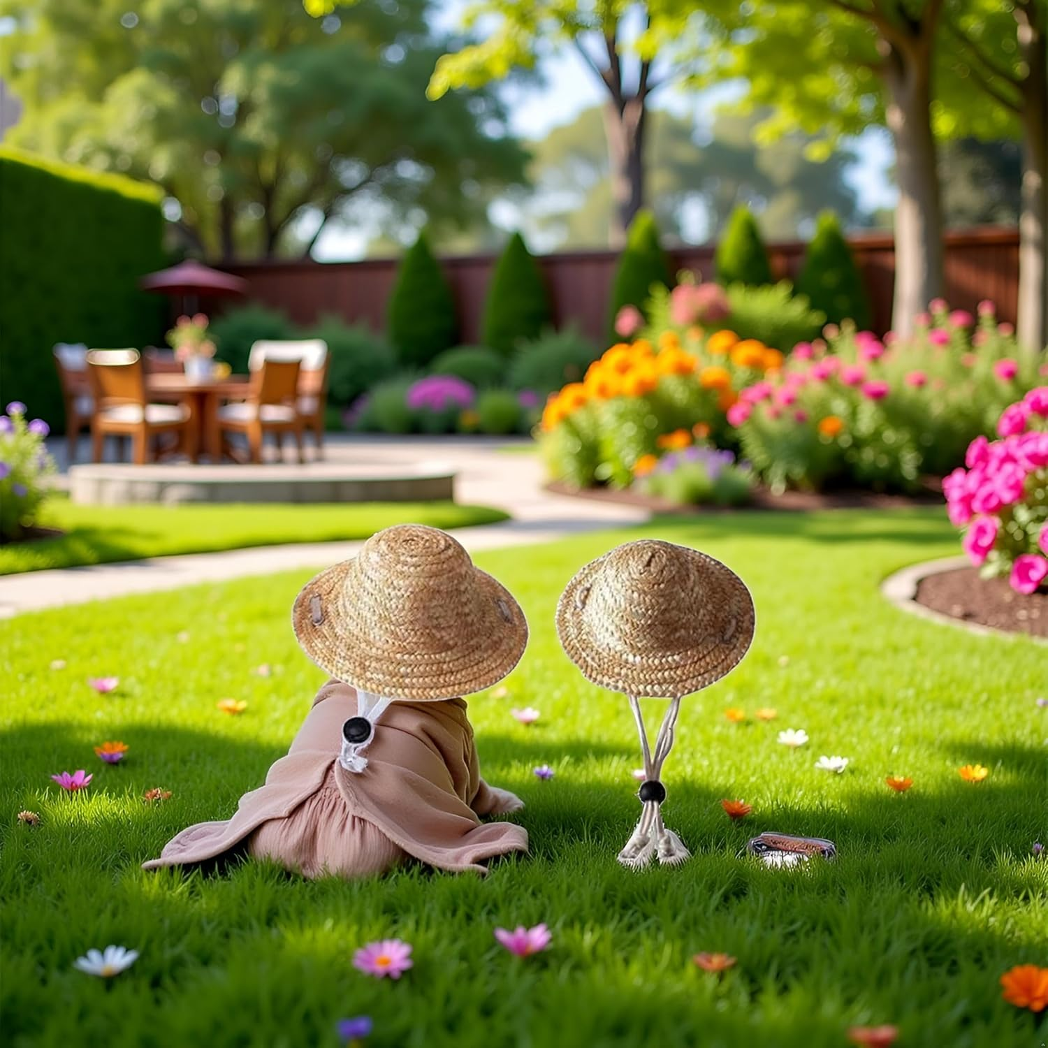 Novelty Summer Adjustable Pet Dog Outdoor Straw Hat Puppy Small Kitty Cat Sunhats Dog Hat Apparel and Accessories Pet Supplies