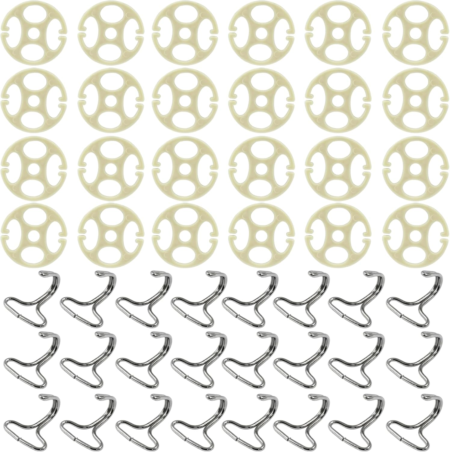 Moicstiy 24Pcs Car Seat Cover Plum Plate Metal Hooks, 12Pcs Plastic Car Seat Covers Chucks and 12Pcs Metal Hooks Set Locking Clip Plastic Card Fixed Fastener Buckle Replacement for Car Seat (Black)