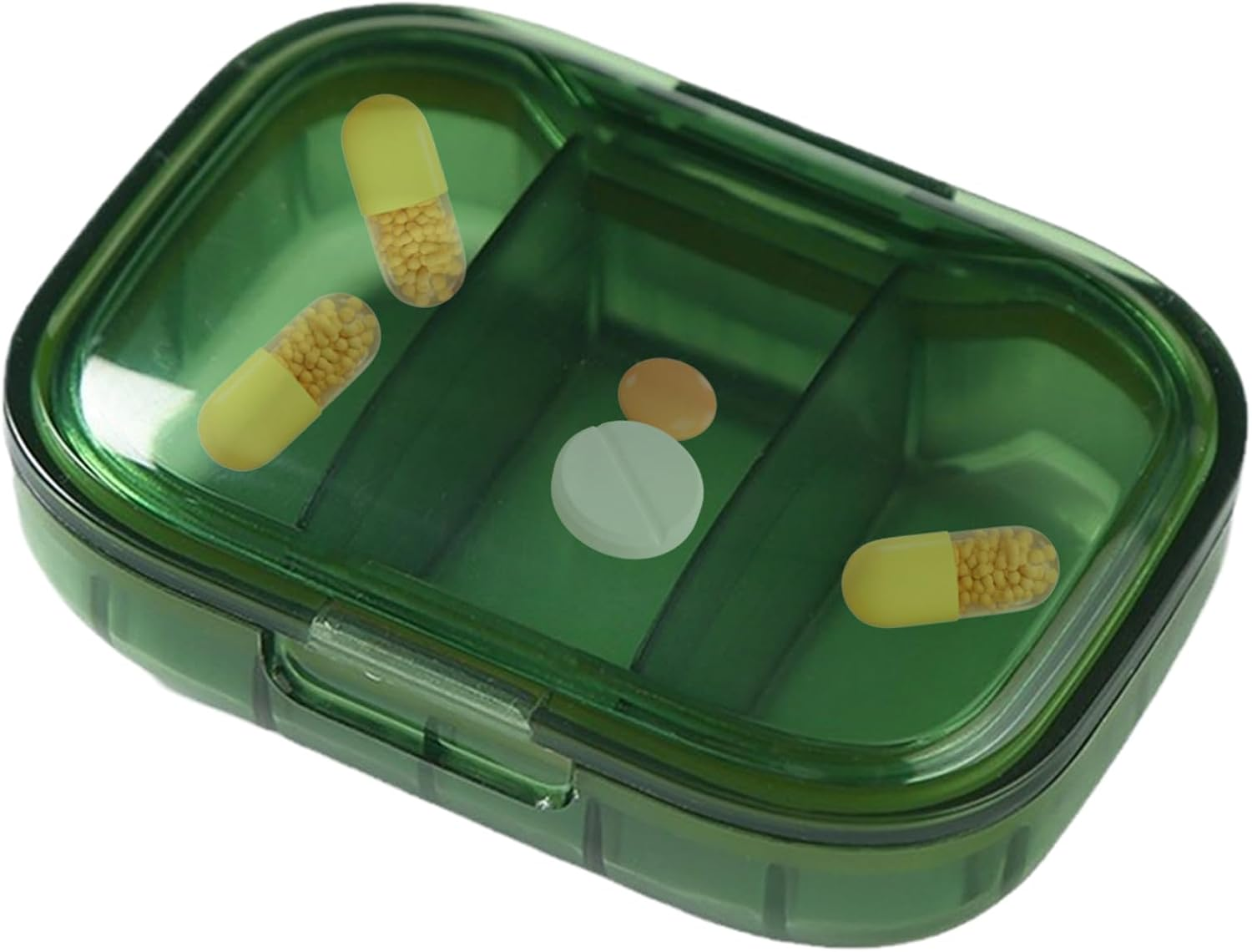 Clear Travel Pill Box - 7X5X2.6Cm Daily Pills Organizer, Portable Pill Box Aesthetic, Separate 3 Compartment Travel Pills Container | Medication Case for Pocket Purse, Daily Supplements