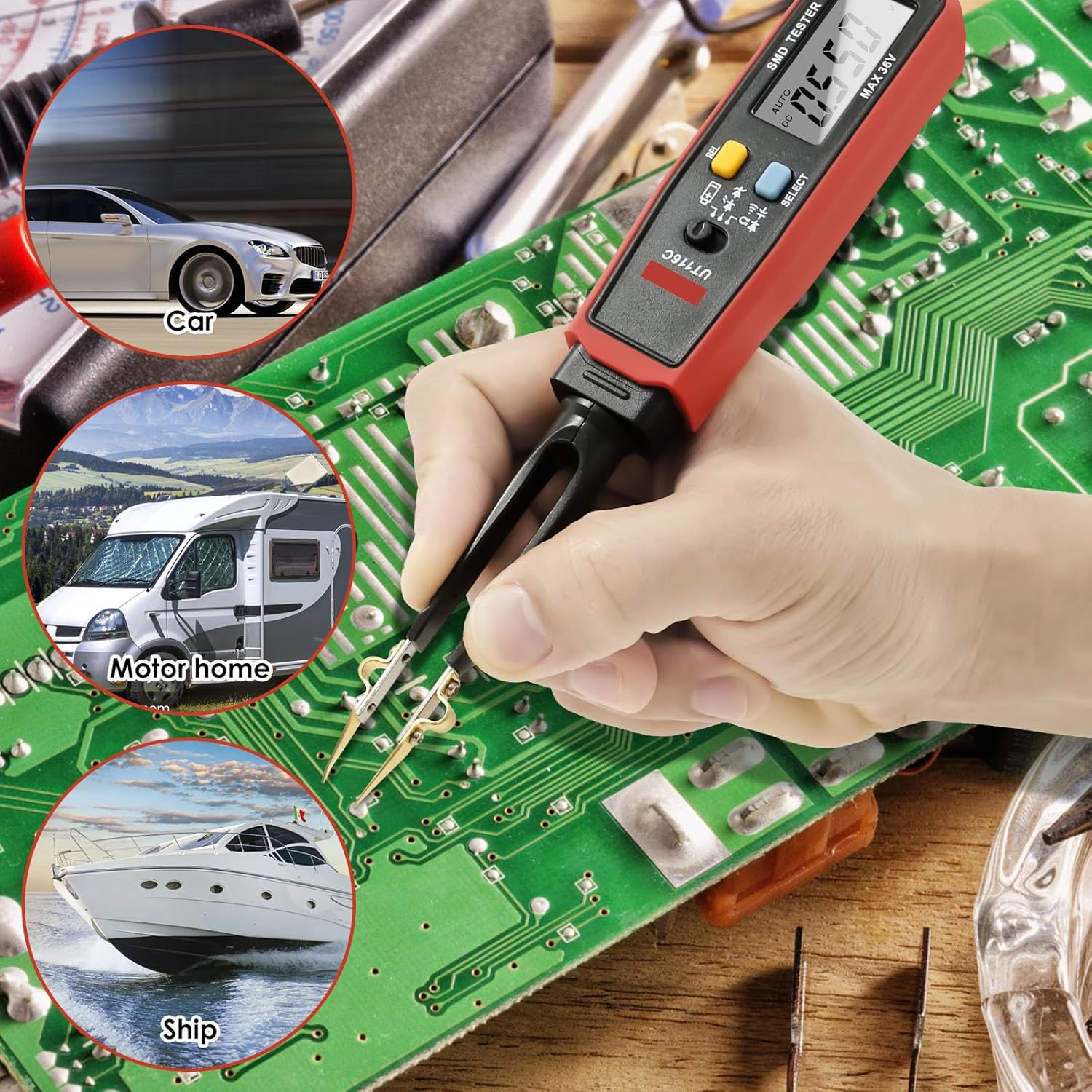 Draw Fuse Tester Multifunctional Fuse Monitor Battery Powered Circuit Tester Reusable Automotive Car Circuit Testing Tools for Car Boat Caravan(Red and Gray) image number 3