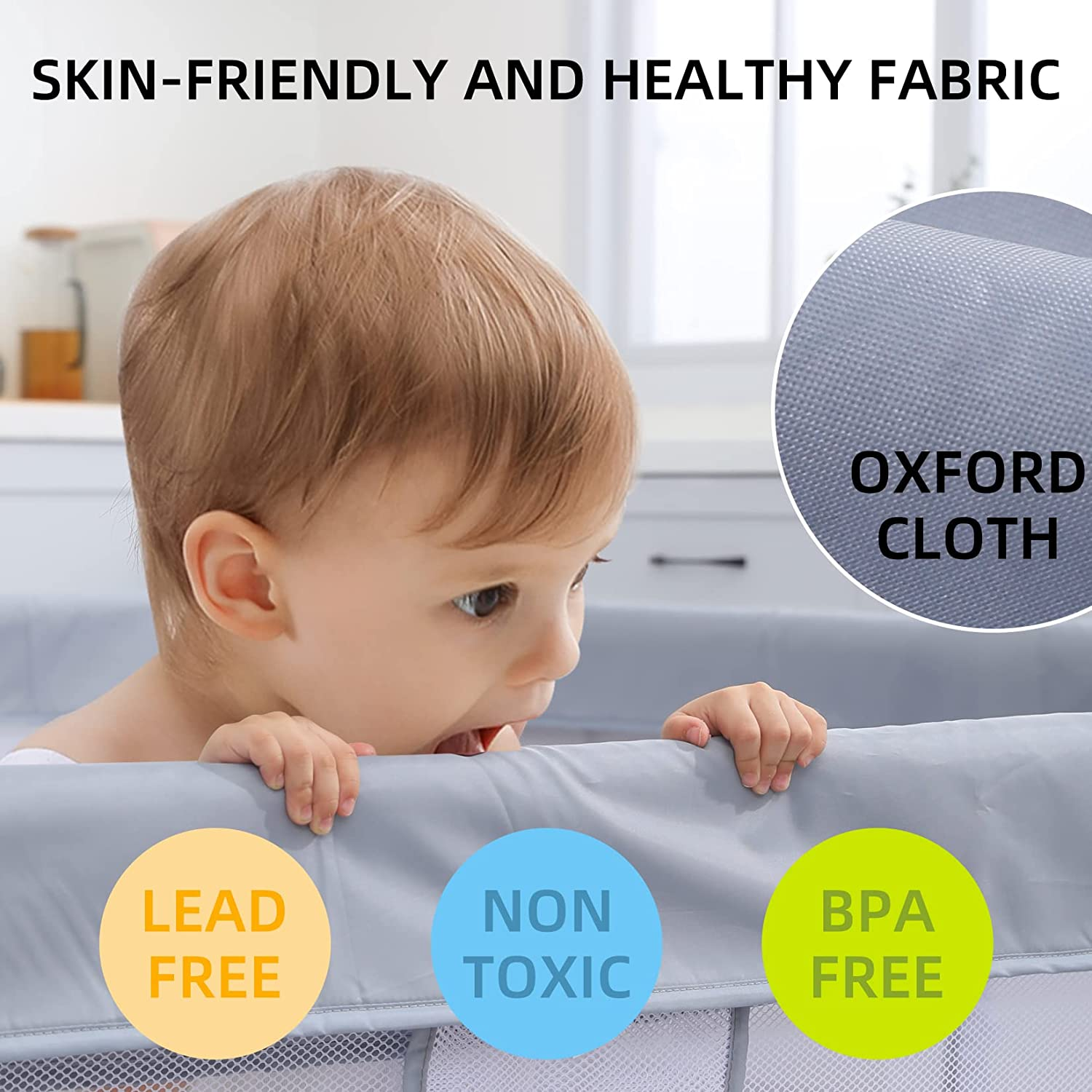 Infant Shining Baby Playpen, Playpens for Babies, Large Playpen for Toddlers, Recreation Area, Sturdy Safety Baby Play Yard Fence，Baby Gate Playpen (125 * 125Cm, Gray) image number 4