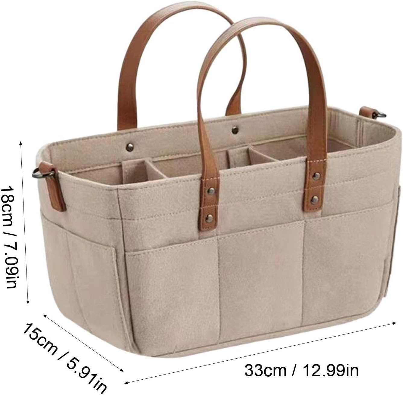 Large Capacity Baby Diaper Caddy Organizer, Nursery Storage Bin, Diaper Caddy Organizer with Multiple Compartments Handles, Portable Large Baby Basket, Nursery Baby Organizer for Travel - Dark Gray image number 7