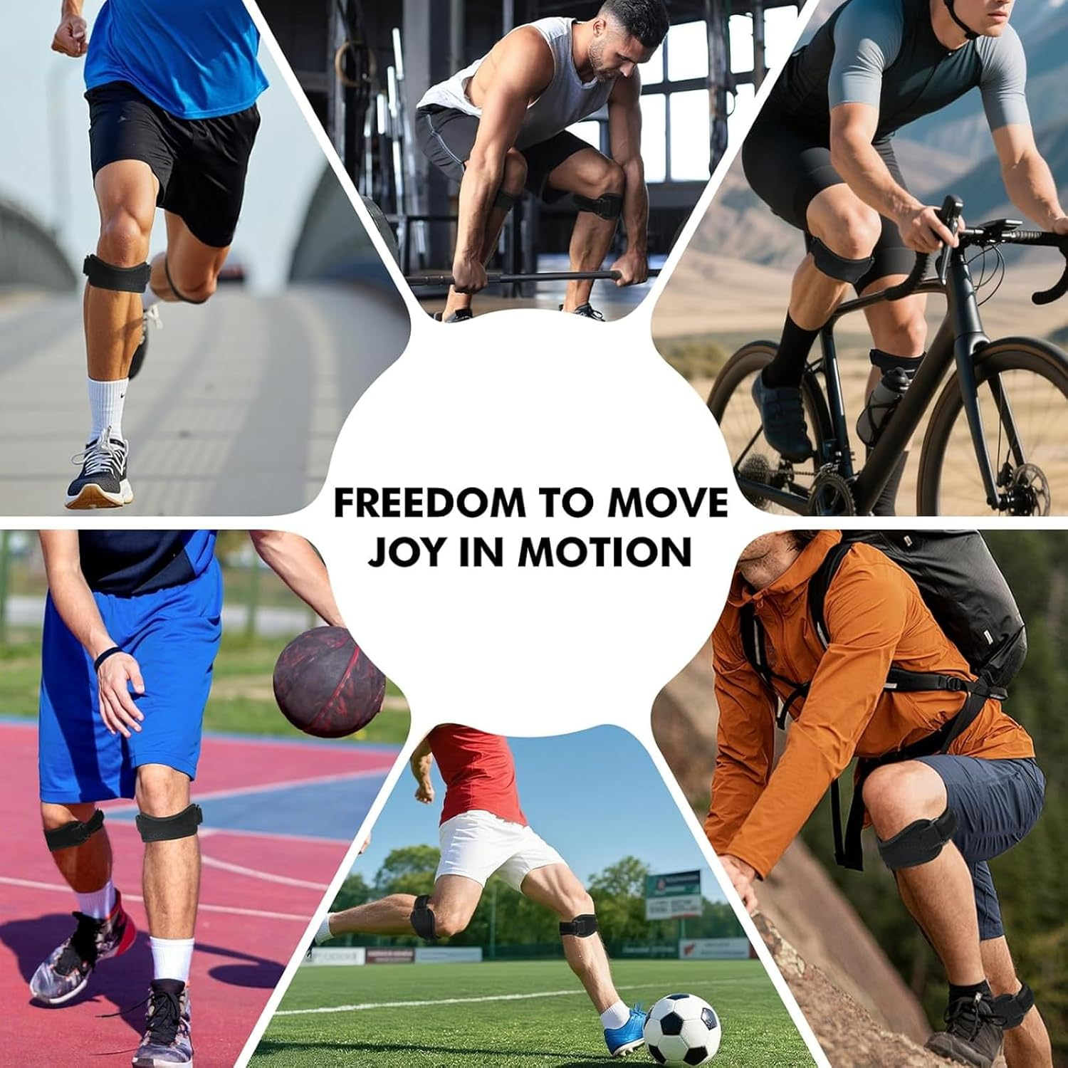 Knee Brace，Breathable Knee Brace for Women & Men, Adjustable Patellar Tendon Support Strap with Splint Design, Comfortable Knee Support for Running, Sports & Pain Relief-2 Pack image number 1