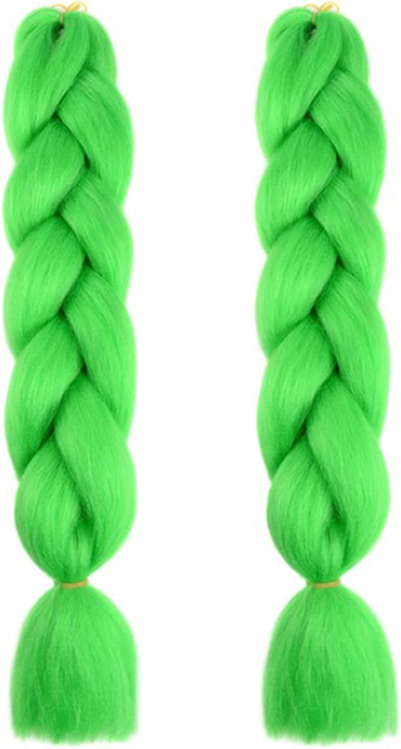 (2 Pack) 24"Ombre Jumbo Braiding Hair Extensions, MH MOIHSING High Temperature Synthetic Fiber Hair Extensions Hair Twist Braiding Pre-Stretched Extensions for Women (Green(24" Length)) image number 2