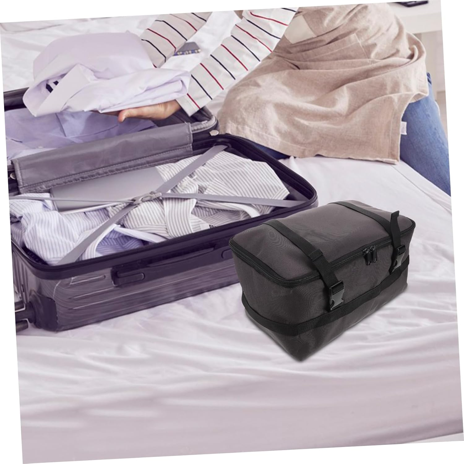 ROMISBABA Portable Beach Storage Bag: with Detachable Compartments Waterproof Travel Large Summer Pouch for Toys Vacation Essentials image number 4