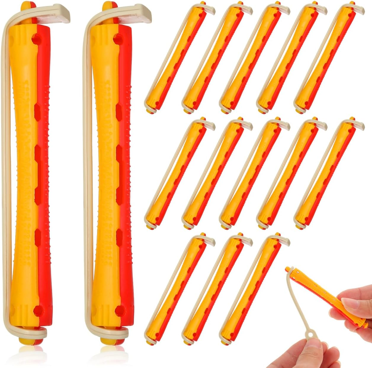 UKCOCO Pack of 24 Perm Rods for Short Hair with Elastic Band, Cold Wave Curlers for Homemade Hair Styling in and at Home image number 2