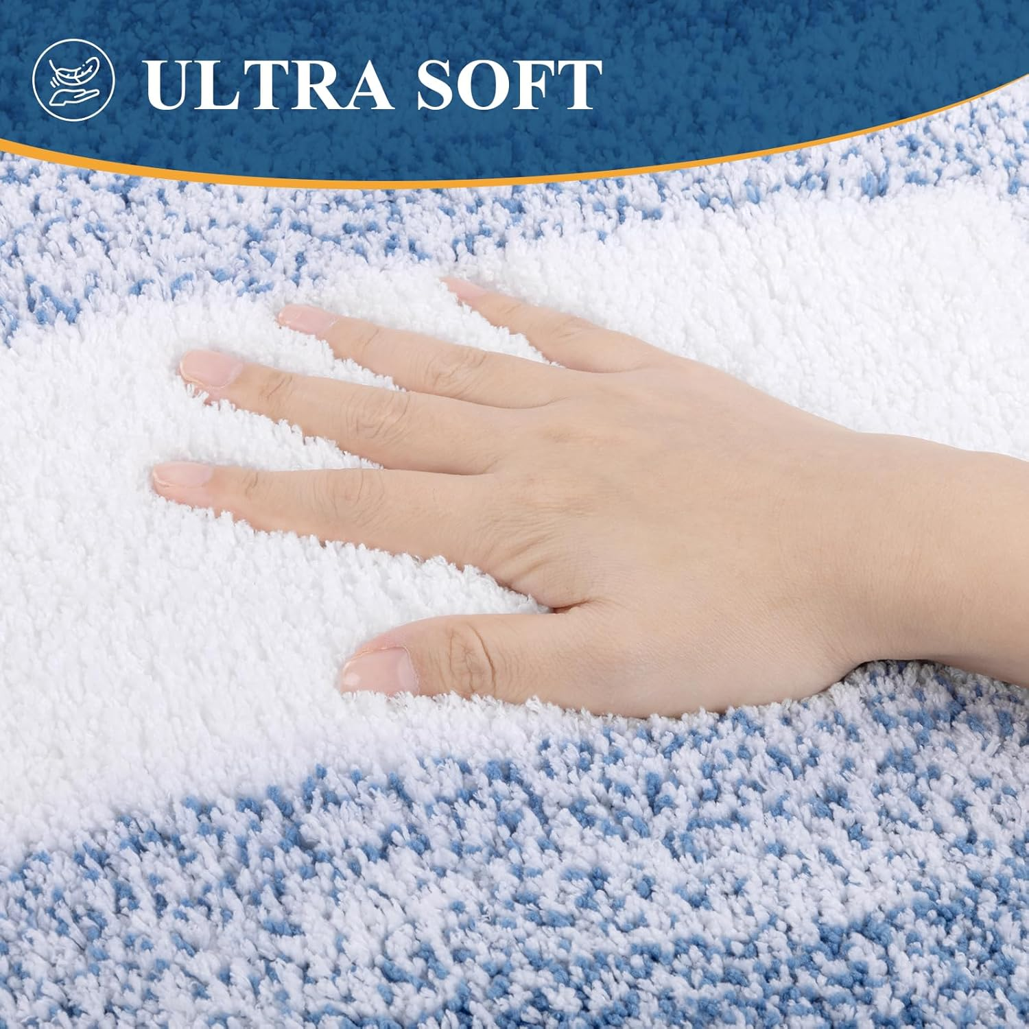 Bsmathom Bathroom Rug Set 3 Piece, Non-Slip Plush Shaggy Bath Mat, Soft and Absorbent Microfiber Bath Rugs for Bathroom, Tub and Shower Machine Washable,Blue image number 6