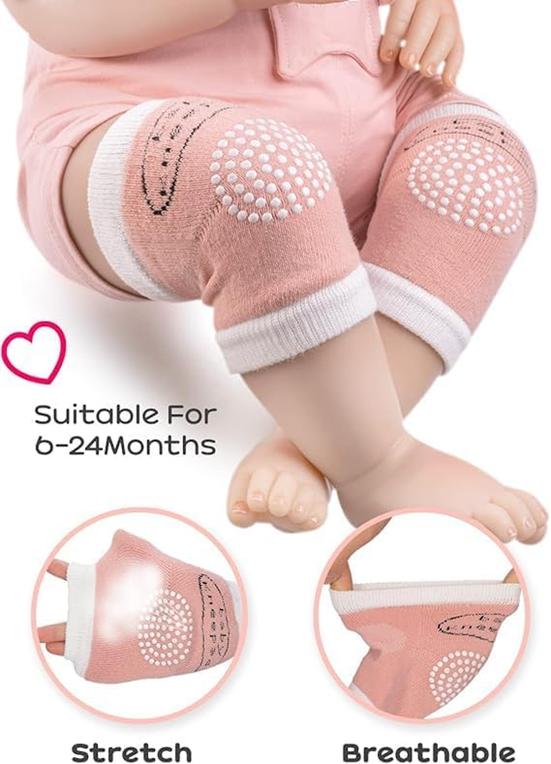 Baby Crawling Anti-Slip Knee Pads,Unisex Baby Toddlers Kneepads 5 Pairs image number 3
