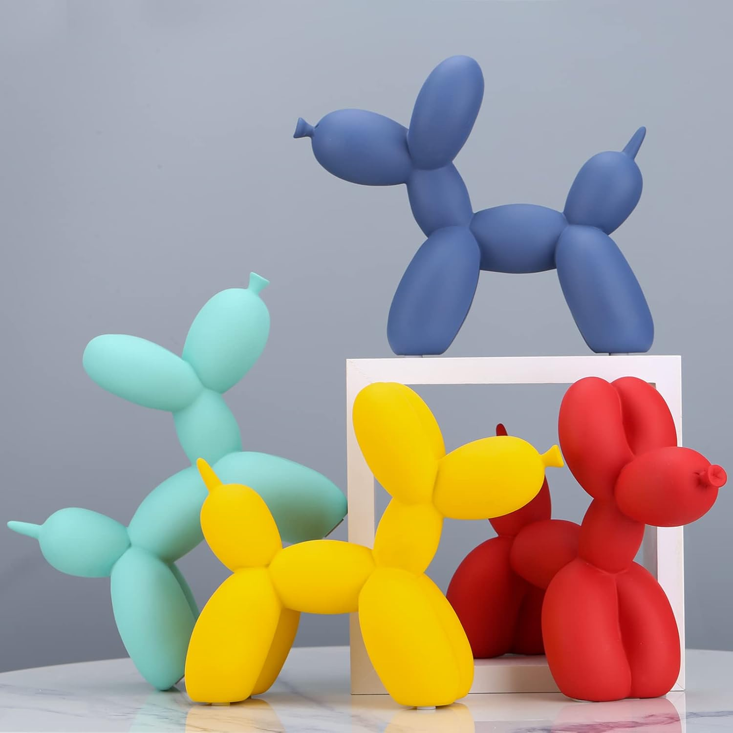 XIAOMAGG Creative Balloon Dog Sculpture Modern Home Decoration Trendy Animal Art Ornaments Collection Figurine Bedroom Living Room Office Desktop Resin Decors - Fireworks image number 7