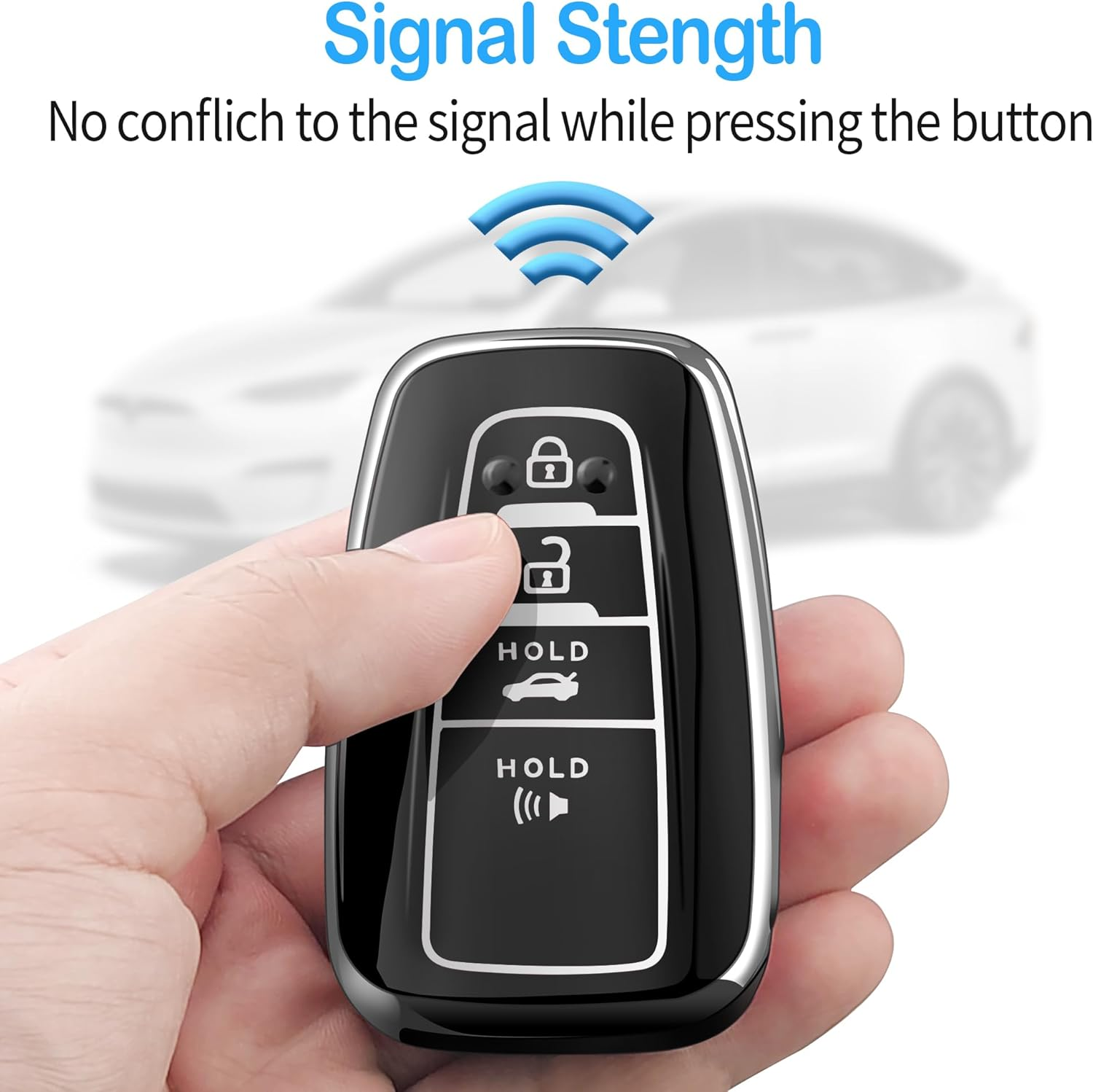 Tukellen for Toyota Key Fob Cover with Keychain Special Soft TPU Key Case Protector Compatible with 2018-2020 Toyota RAV4 Camry Avalon C-HR Prius Corolla(Only for Keyless Go)-Silver