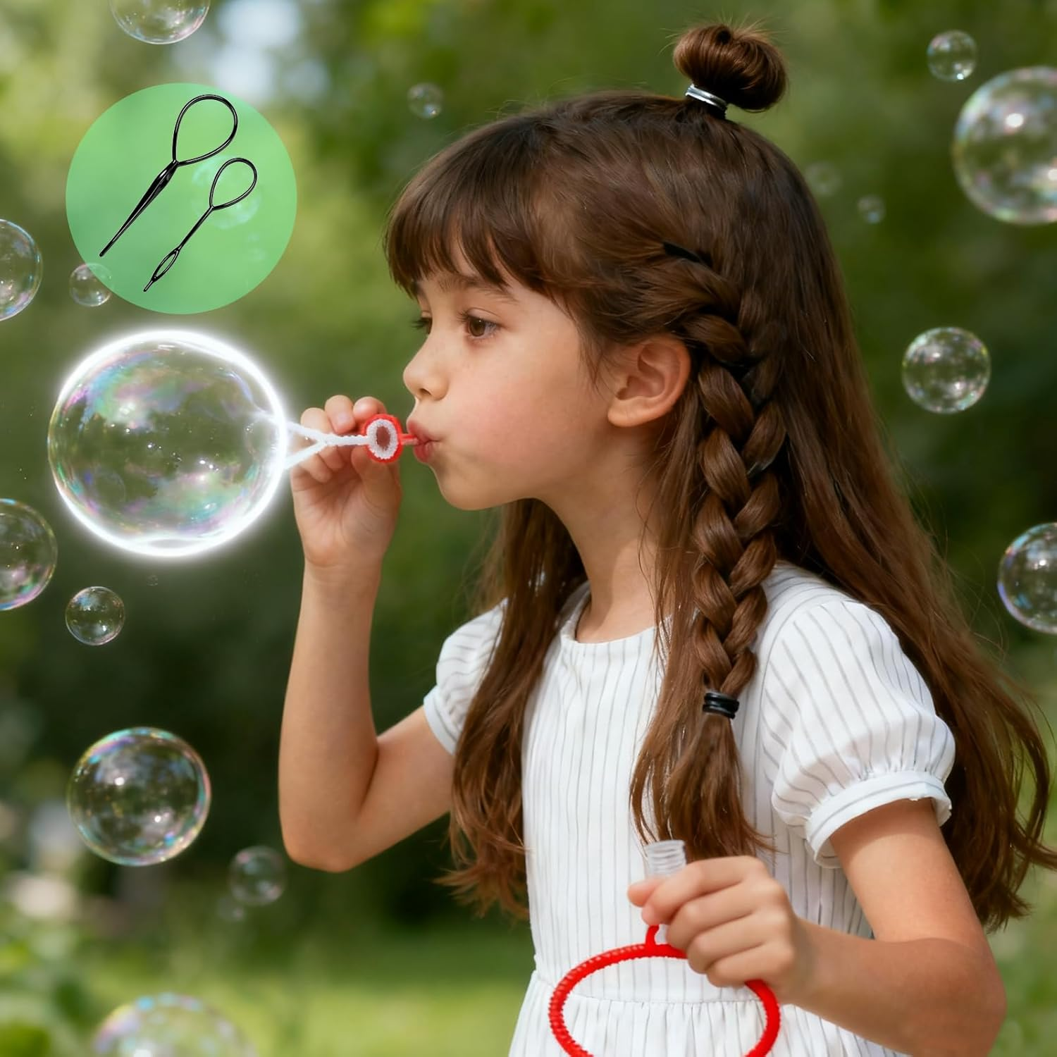 4000-Piece Hair Elastics Set: Hair Ties + 4 Bonus Hair Styling Tools, No Metal Elastic Bands Packaging (Black & Clear). image number 2