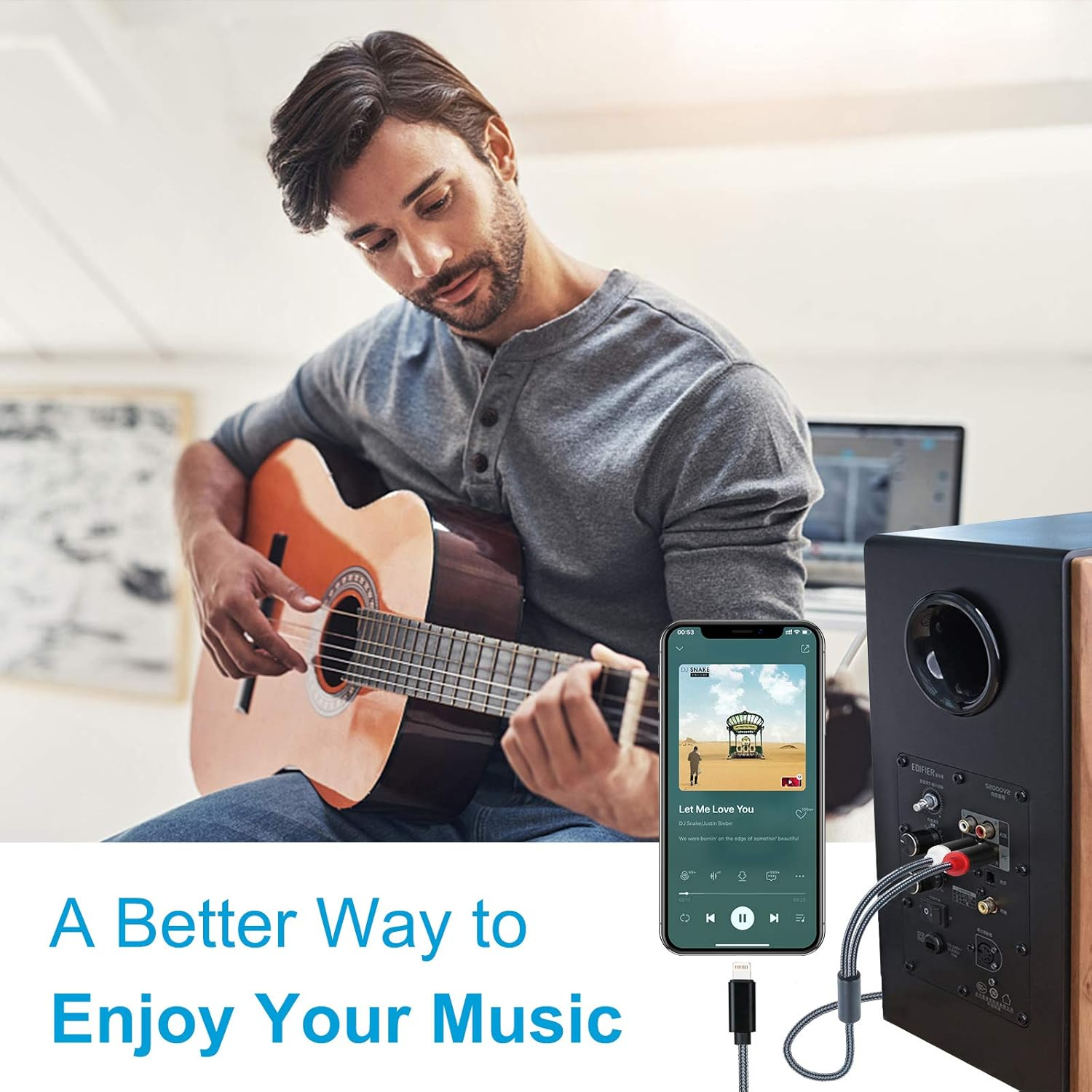 Lightning to RCA Cable Audio Aux Adapter, Stereo Y Splitter Adapter for Select Iphone, Ipad and Ipod Models for Power Amplifier, Car, Home Theater, Speaker and More Silver 6FT image number 4