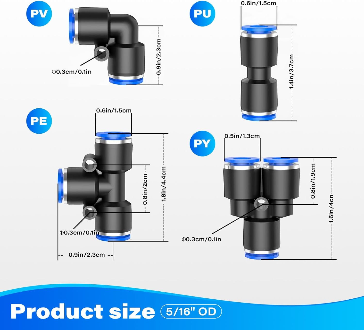 Air Fittings, 40 Pcs Air Hose Fittings, 8 Mm Air Hose Quick Connect, 10 Spliters+10 Elbows+10 Tee+10 Straight, Air Line Kit to Connect Fittings image number 6