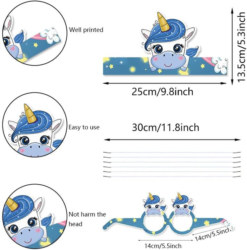 Buziba 12Pcs Rainbow Unicorn Party Glasses Decoration Unicorn Birthday Party Hats Unicorn Paper Eyeglasses Photo Booth Props Party Favor image number 4