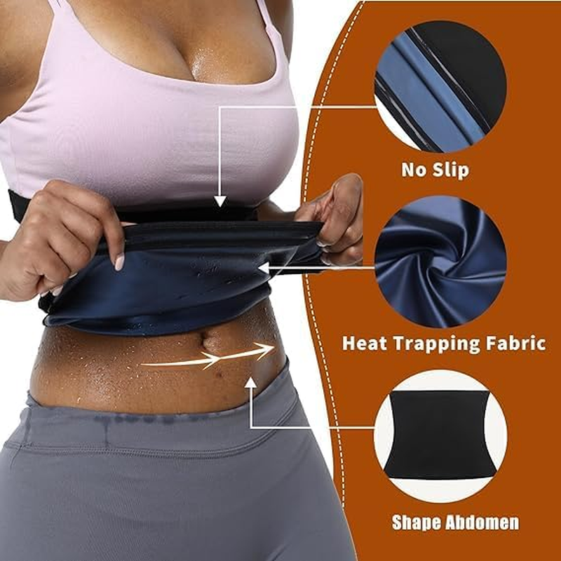 Sweat Shaper Waist Trim for Women, Men, Waist Trainer Sauna Belt, Neoprene Free Waist Binder Sauna Slimming Sauna Sweat Exercise Shaper Suitable for 50 Kg -85 Kg image number 6