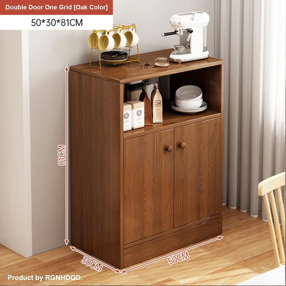 Sideboards End Side Tables Buffet Cabinet - Cupboard with 2 Open Compartments & Doors, Multi-Functional Coffee Bar Console Table for Dining Living Room, Kitchen - Durable Solid Wood Design image number 2