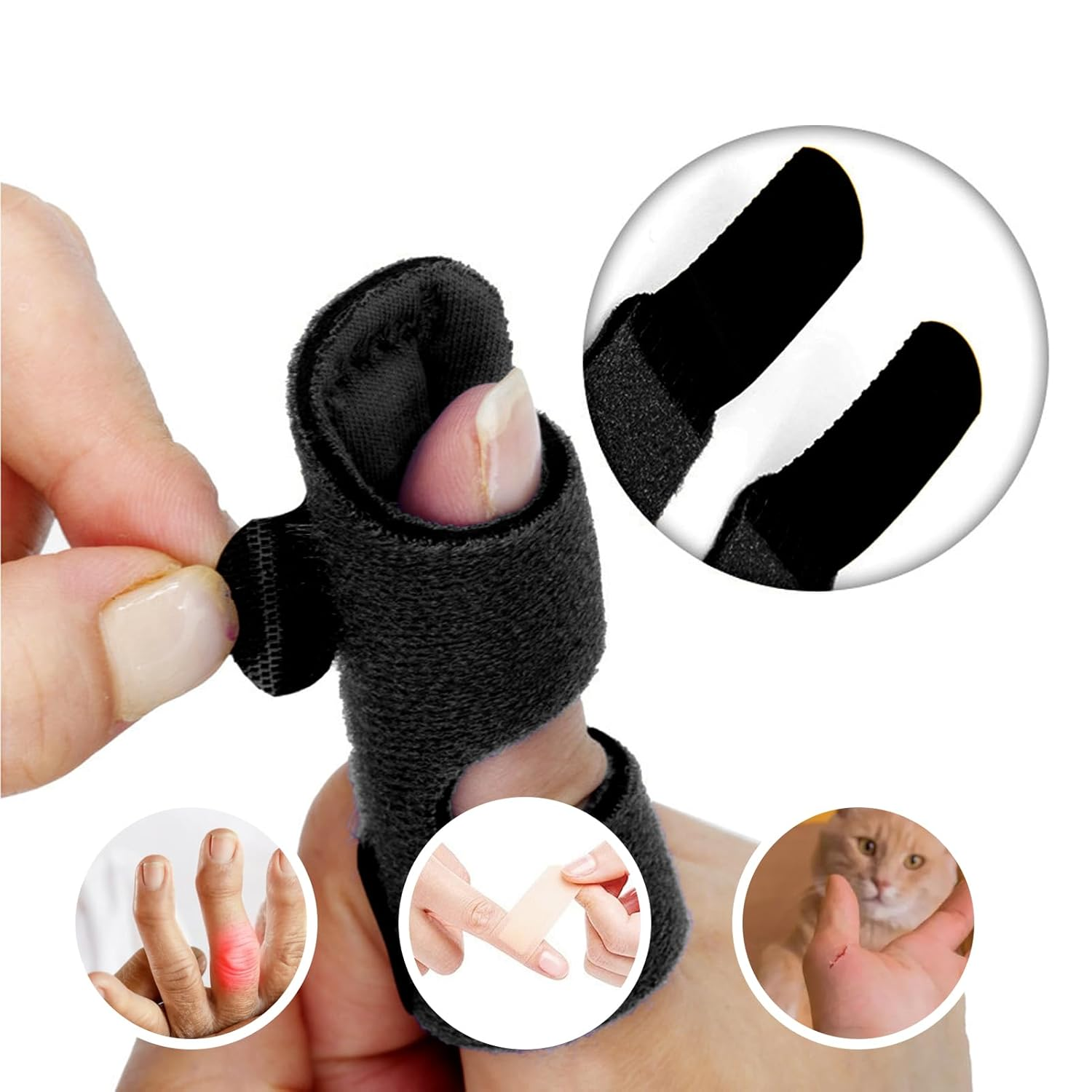 2 Pcs Finger Splints - Breathable Support Brace with Steel Plates for Index/Middle/Ring Fingers, Adjustable Straps for Trigger & Mallet Finger Support (Black) image number 5