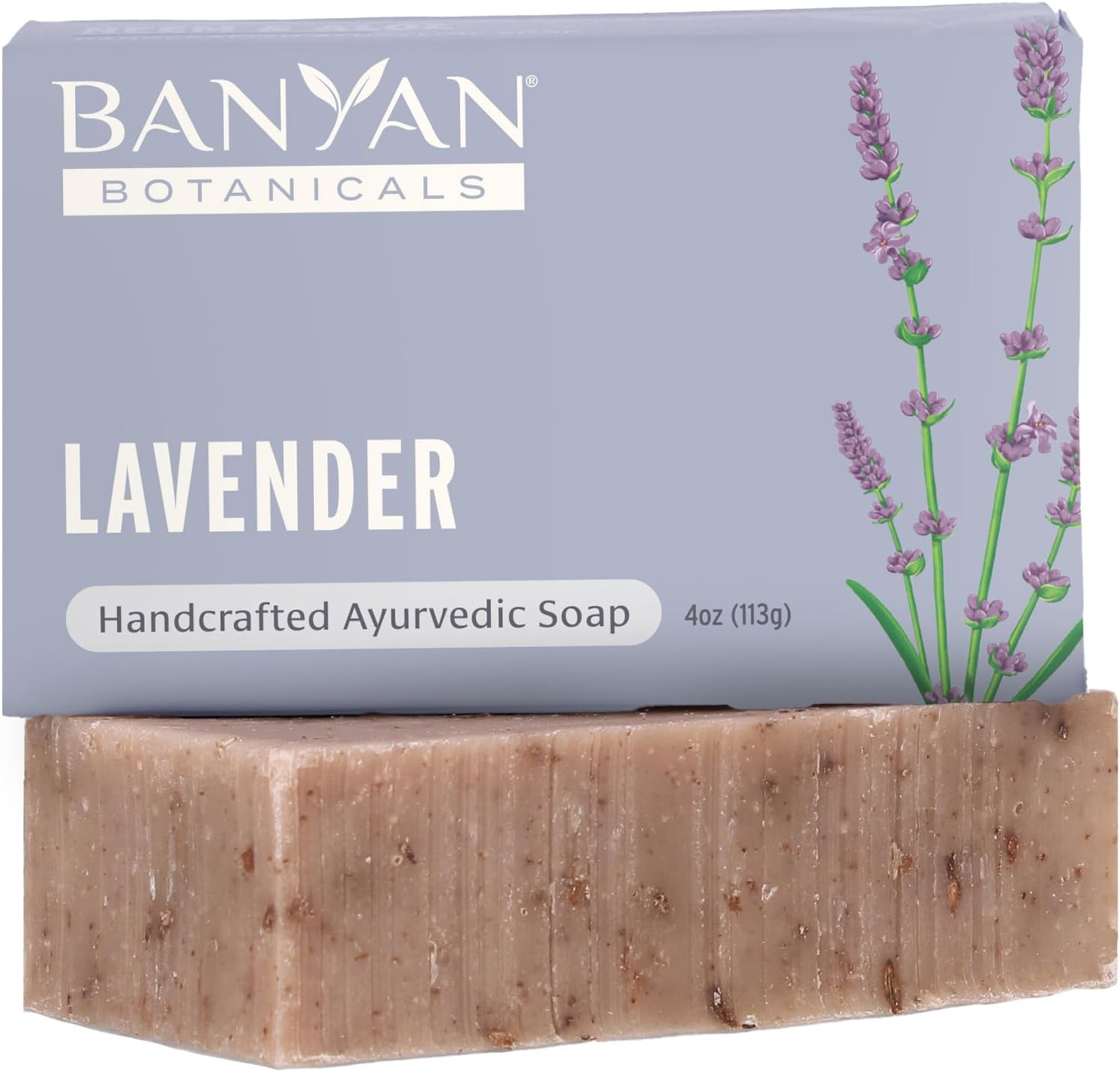 Banyan Botanicals Organic Lavender Soap - with Rosemary & Lavender Essential Oils & Lavender Flowers - 4 Oz - Experience the Calming & Relaxing Effects of Lavender Every Time You Shower