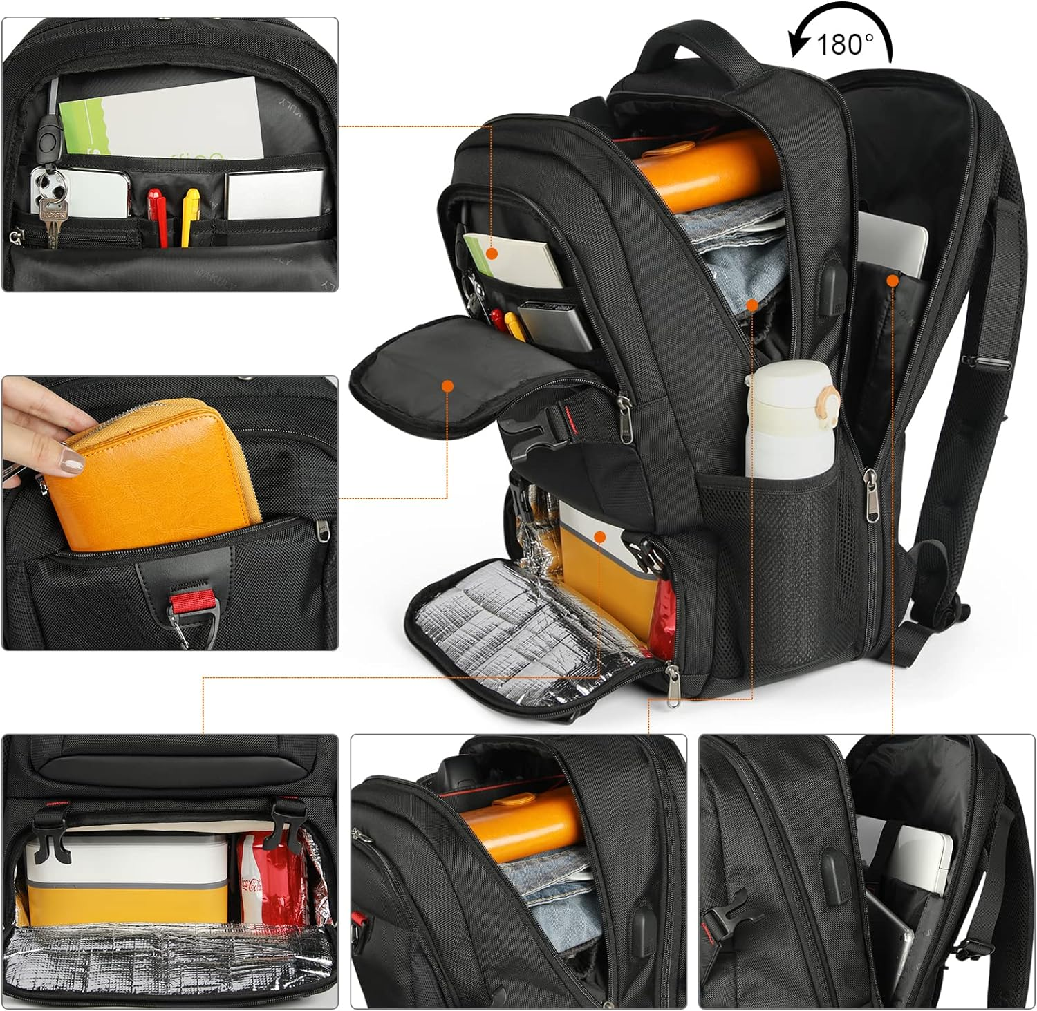 NEWHEY Lunch Backpack, 17.3 Inch Laptop Backpack with USB Charging Port 50L Waterproof Travel Backpack for Men Women - Blue image number 2