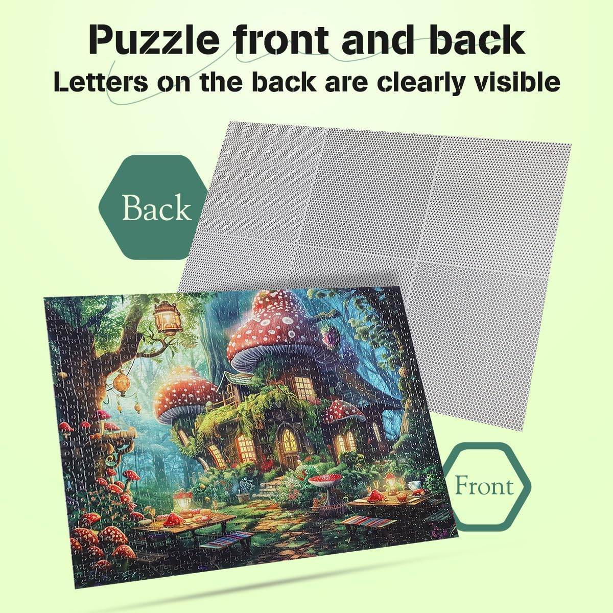 MISITU 1000 Pieces Jigsaw Puzzles for Adults Mushroom House Village Picnic Impossible Hard Difficult Challenging Teens Jigsaw Puzzle 70 X 50 Cm with Reference Poster image number 2