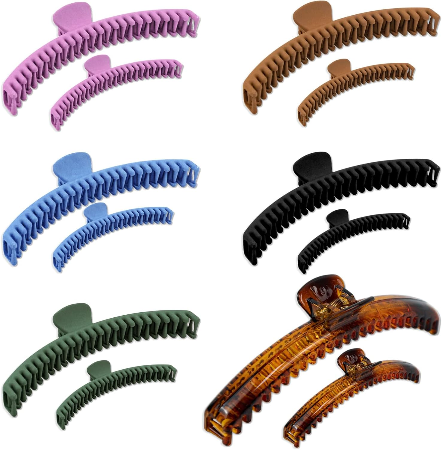12 Pcs Hold Everything Hair Claw Clips, 4.7 Inch and 2.5 Inch Claw Clips Set for Thick ，Thin ，Straight and Curly Hair, Strong Clip Non-Slip 6 Colors Double Row Teeth Hair Claw Clips (Colorful) image number 2