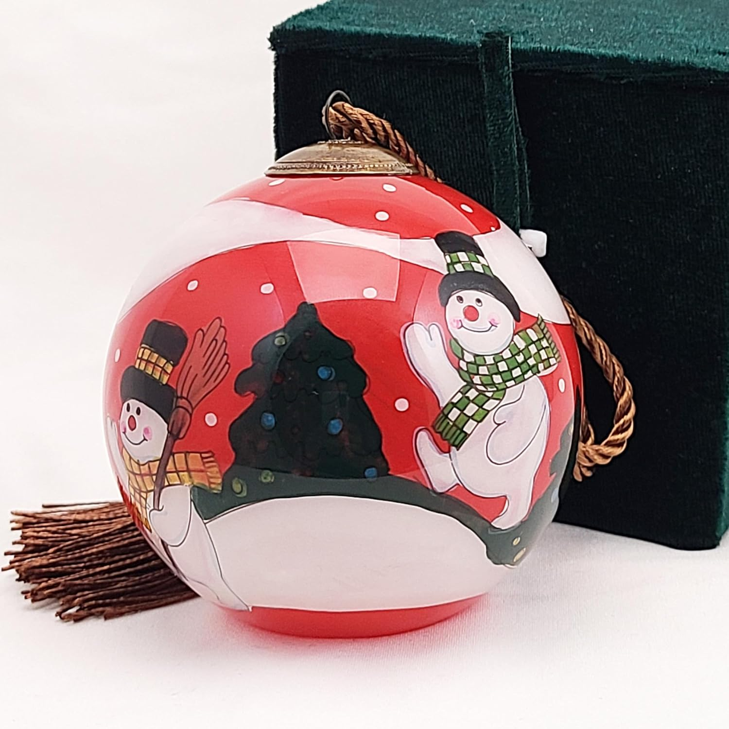 Snowman Yeti on Duty &ndash; Handcrafted inside Painted Libien Glass Artwork, Cozy Home & Office Collectible for Christmas Tree for Holiday, Thanksgiving, Christmas, New Year 2025 image number 3